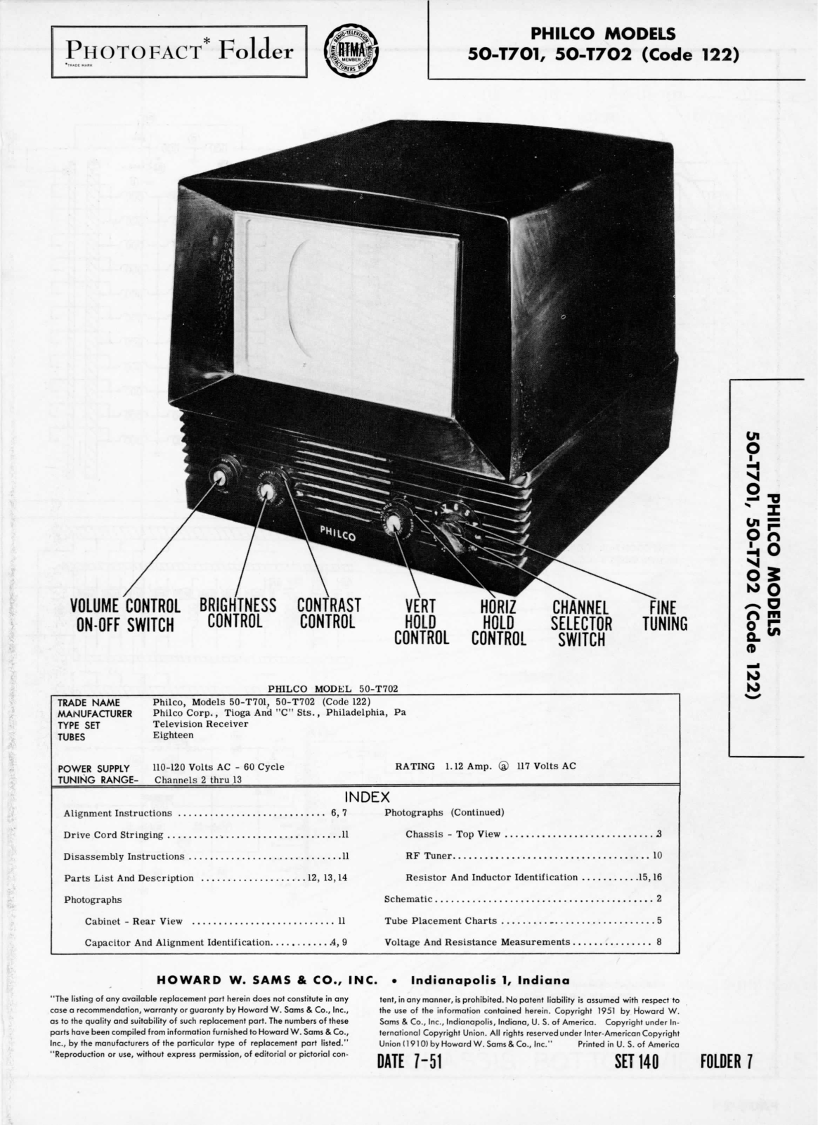 Philco 50t701, 50t702 schematic - ManualMachine.com