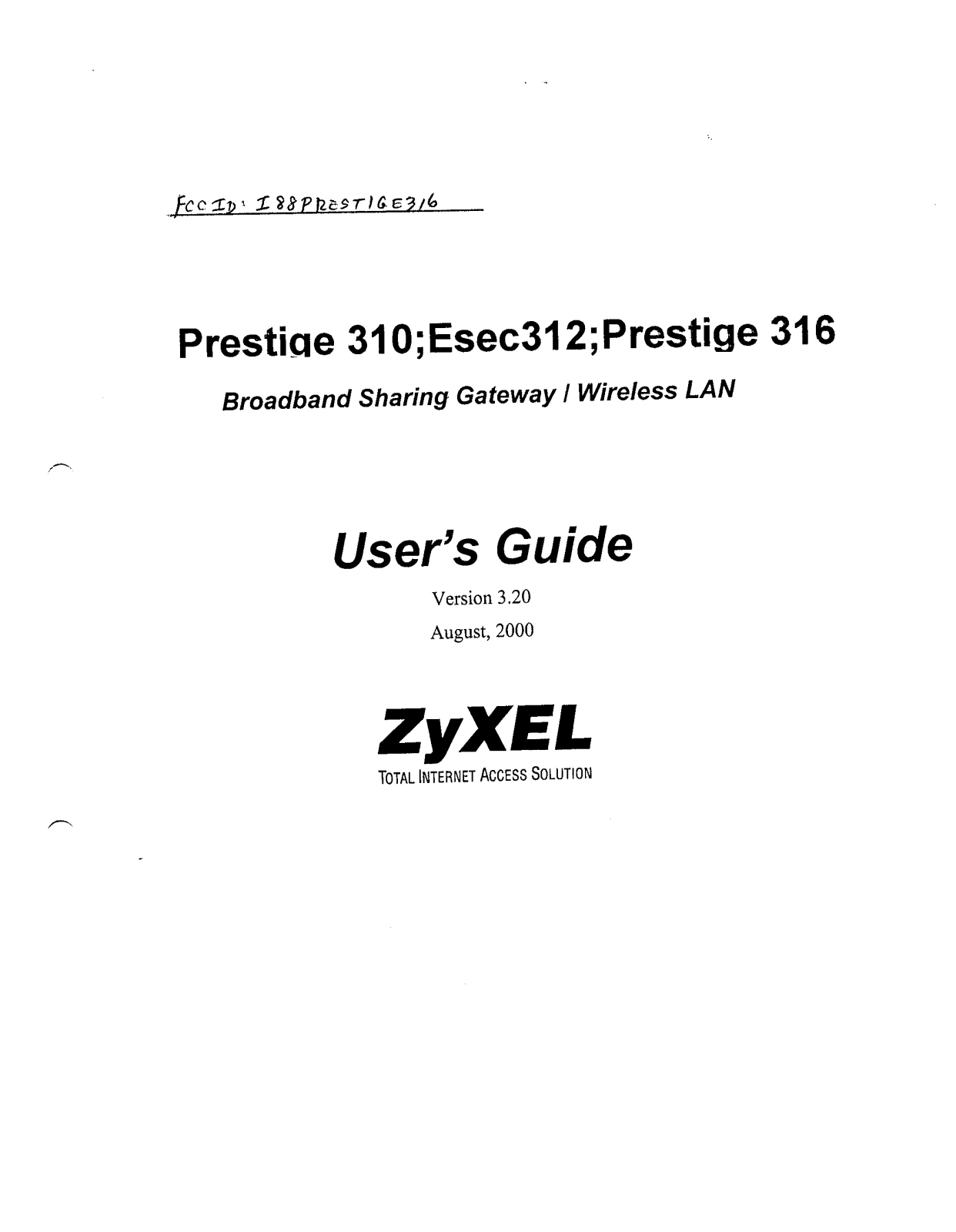 ZyXEL Communications PRESTIGE316 User Manual