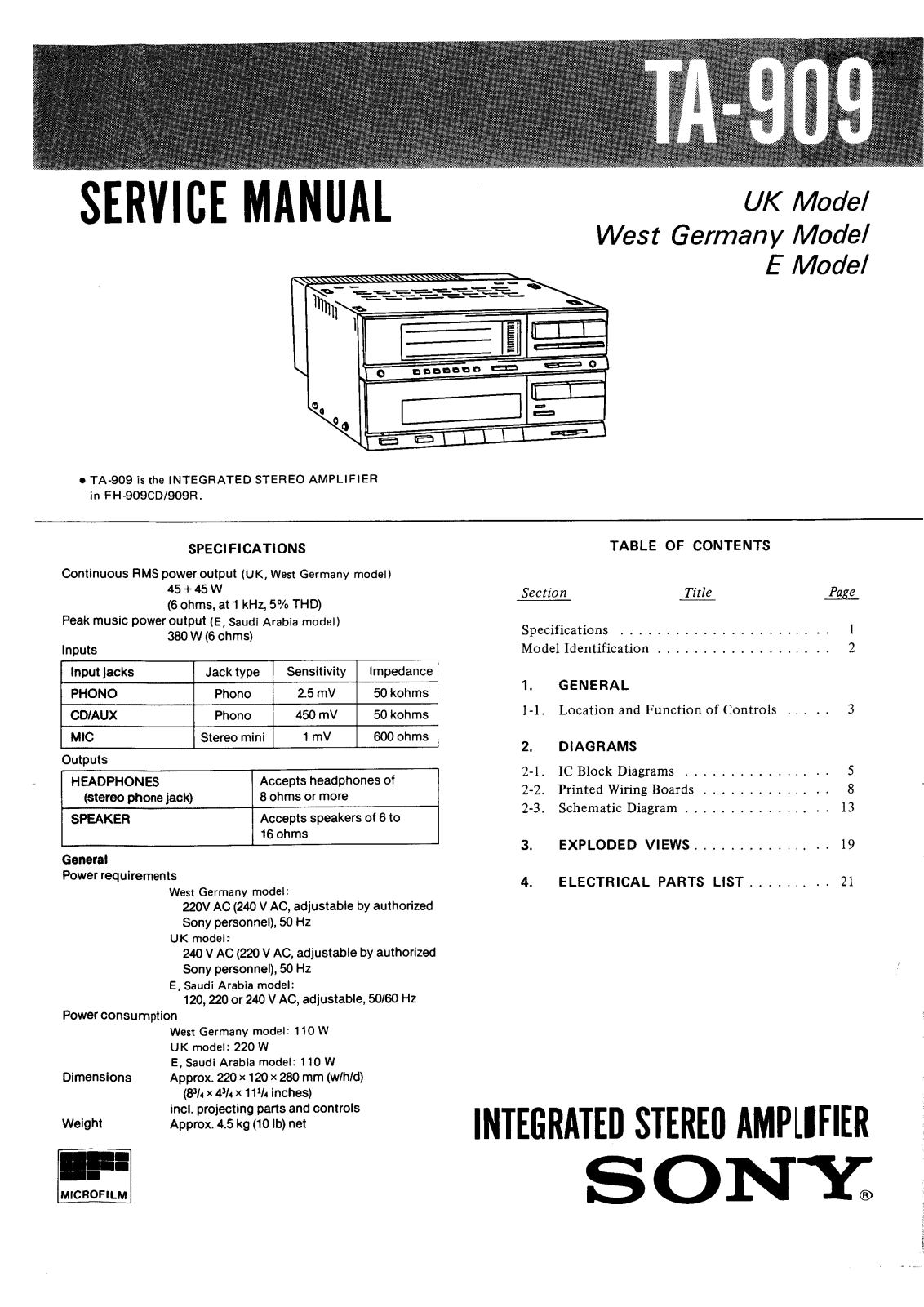 Pioneer TA-909 Service manual