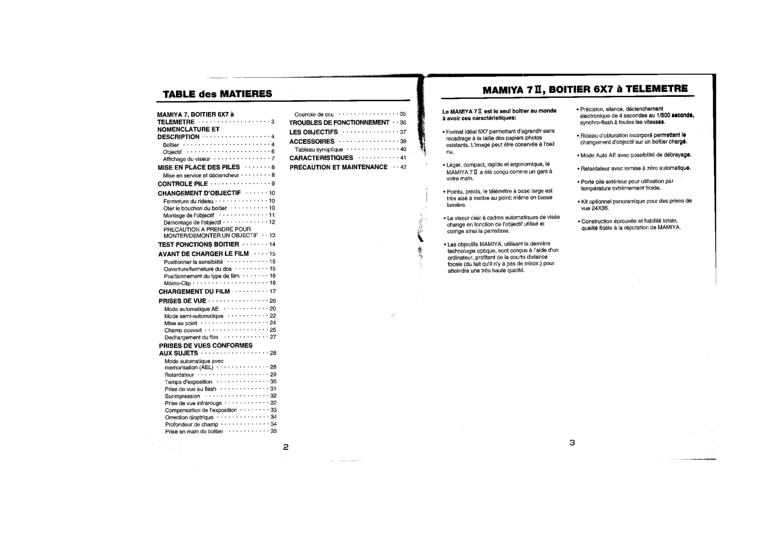 MAMIYA 7 II Instruction Manual