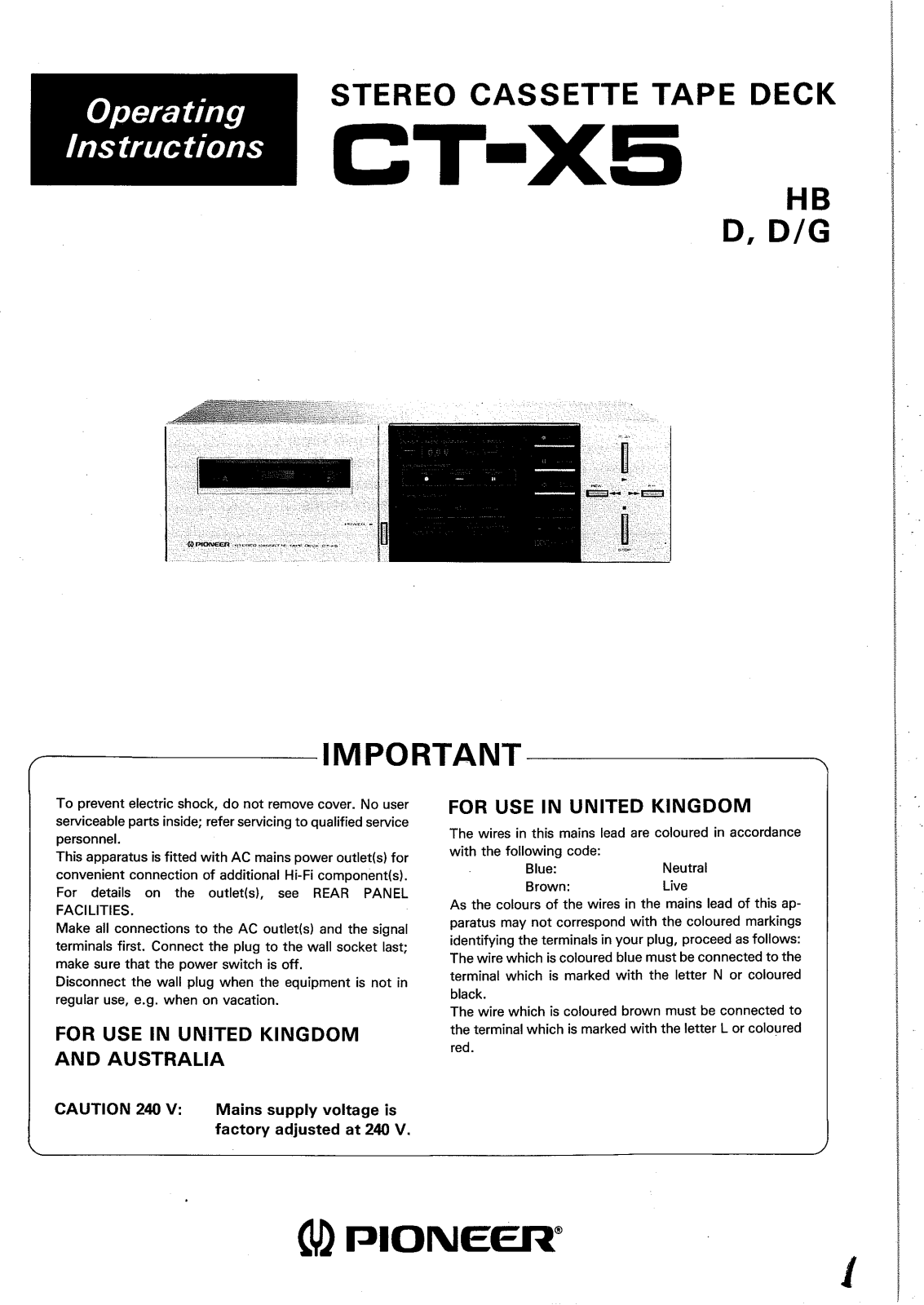 Pioneer CT-X5 User Manual