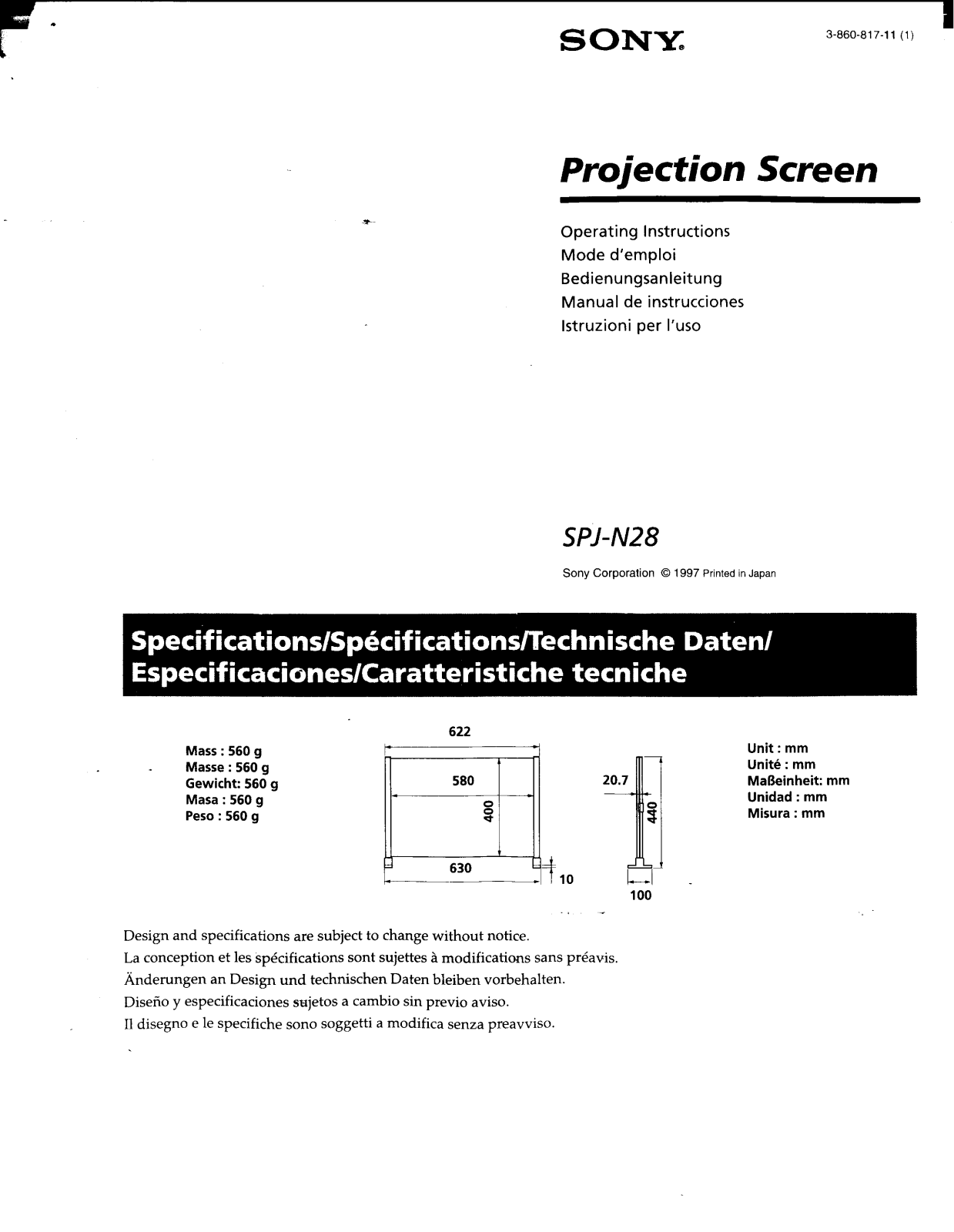 Sony SPJN28 User Manual