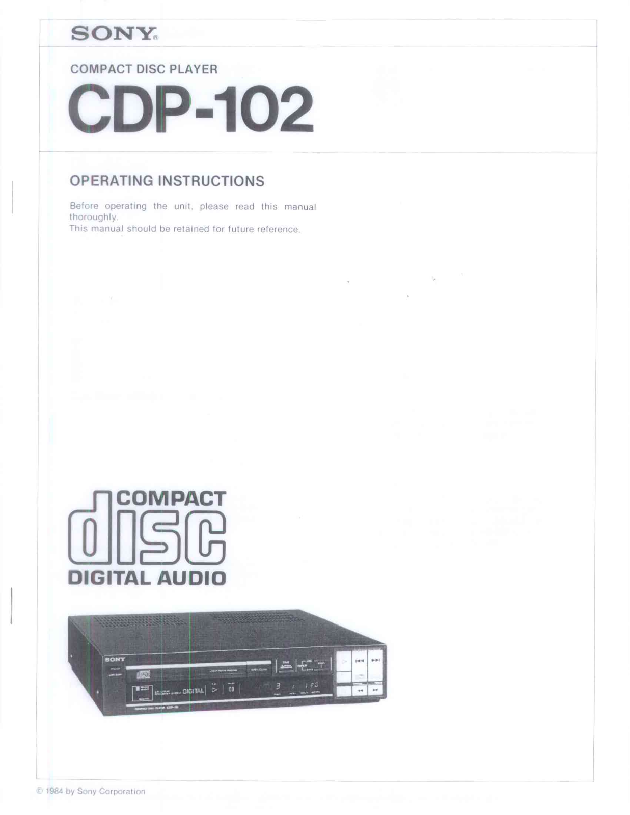 Sony CDP-102 User Manual