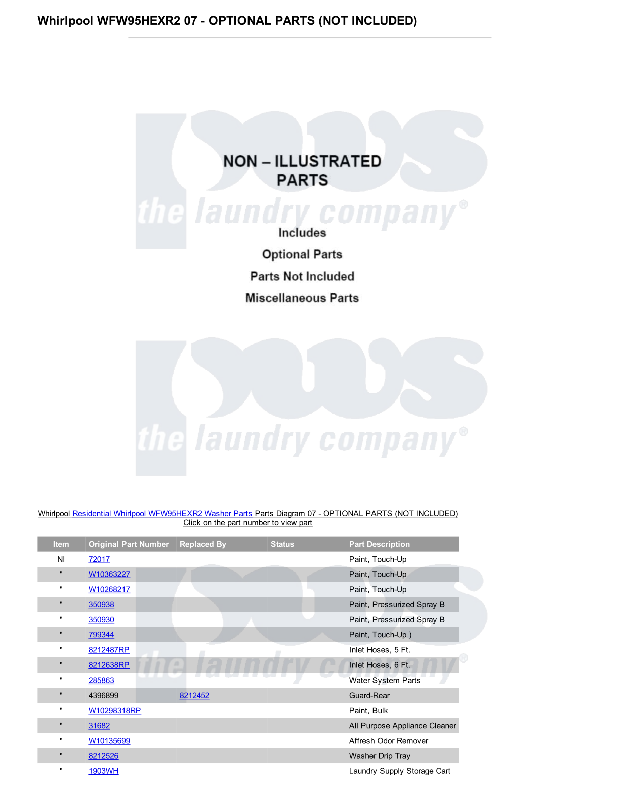 Whirlpool WFW95HEXR2 Parts Diagram