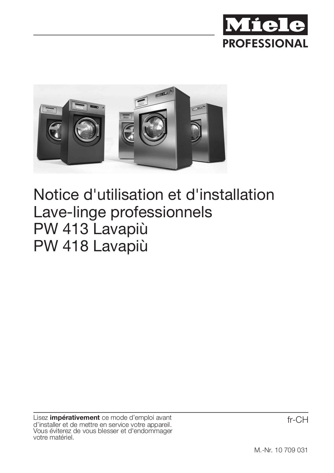 Miele PW 413 Lavapiu, PW 418 Lavapiu Instructions Manual