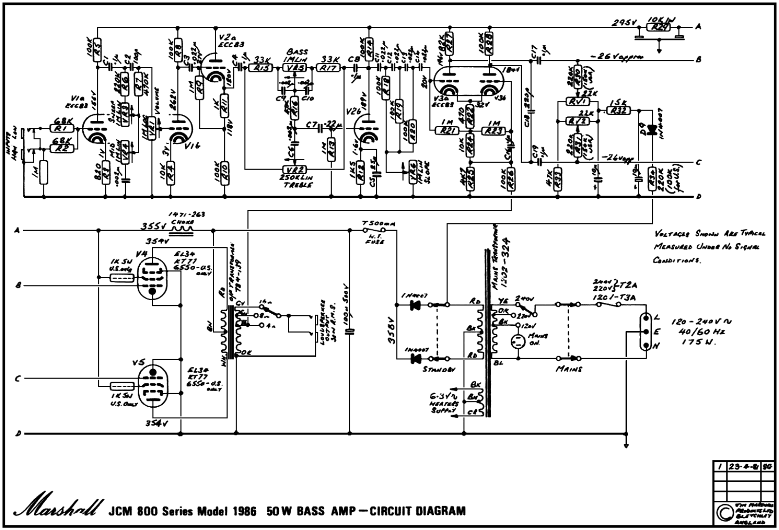 Marshall 1986-50W-JCM-800 Schematic