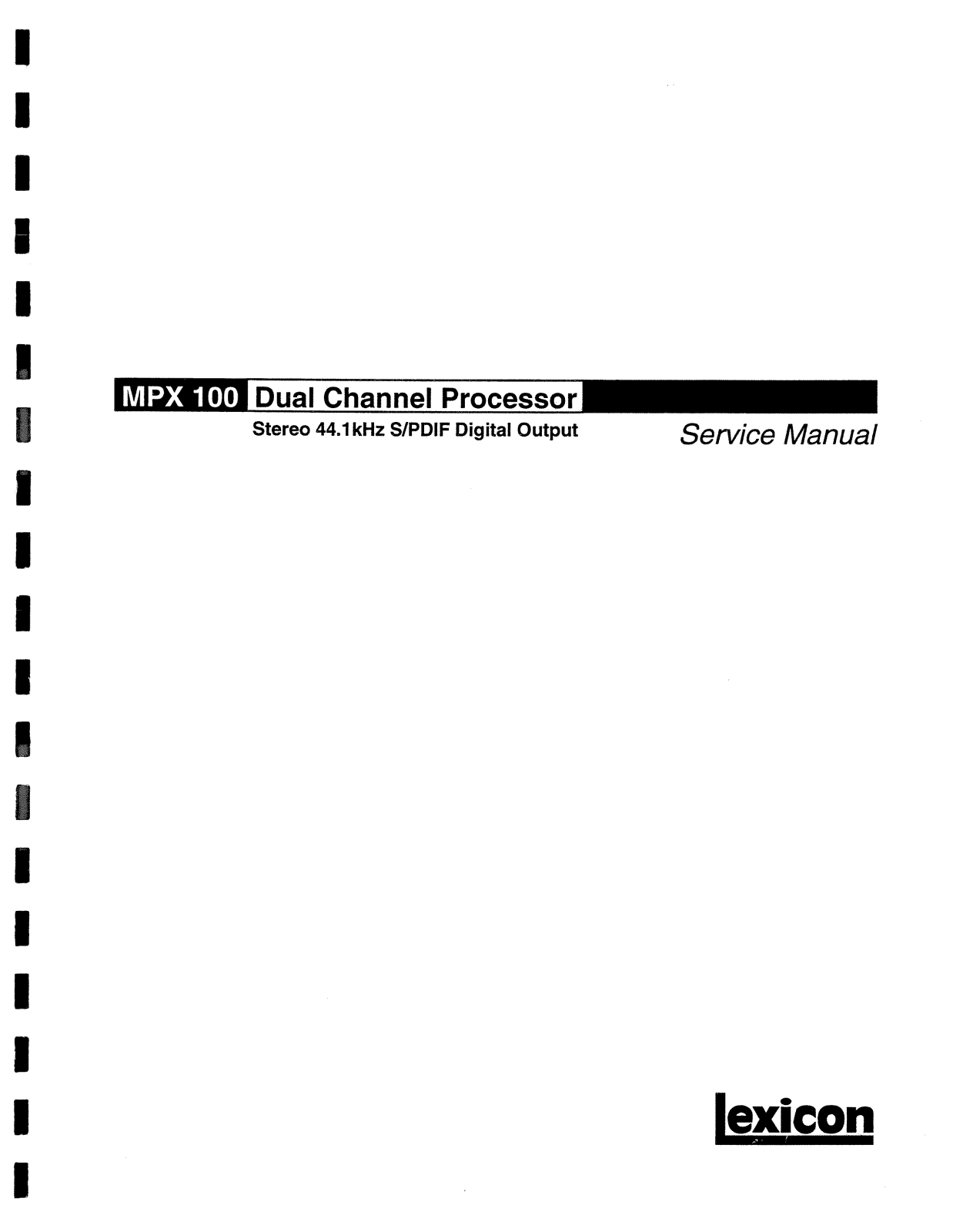 Lexicon MPX100 Service Manual