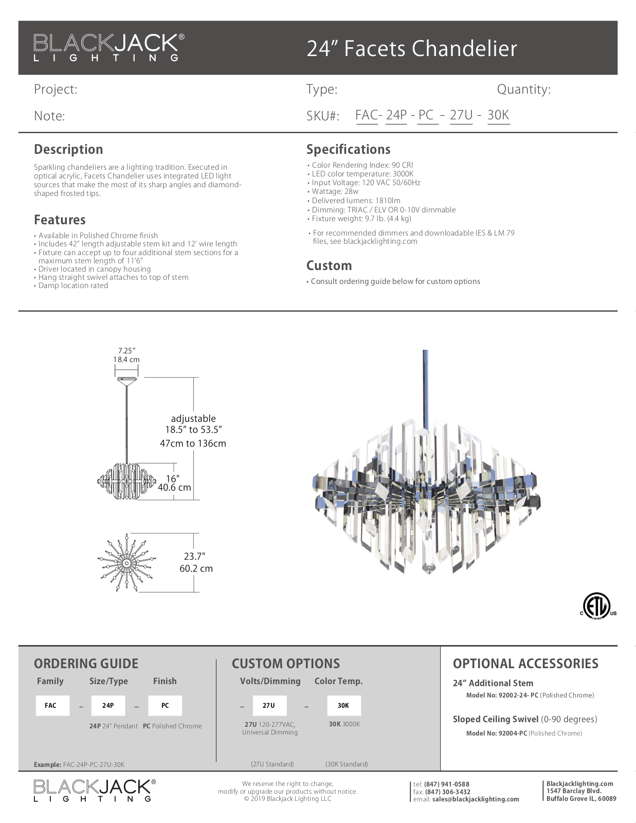 Blackjack Lighting AAQF1020 Specifications - ManualMachine.com