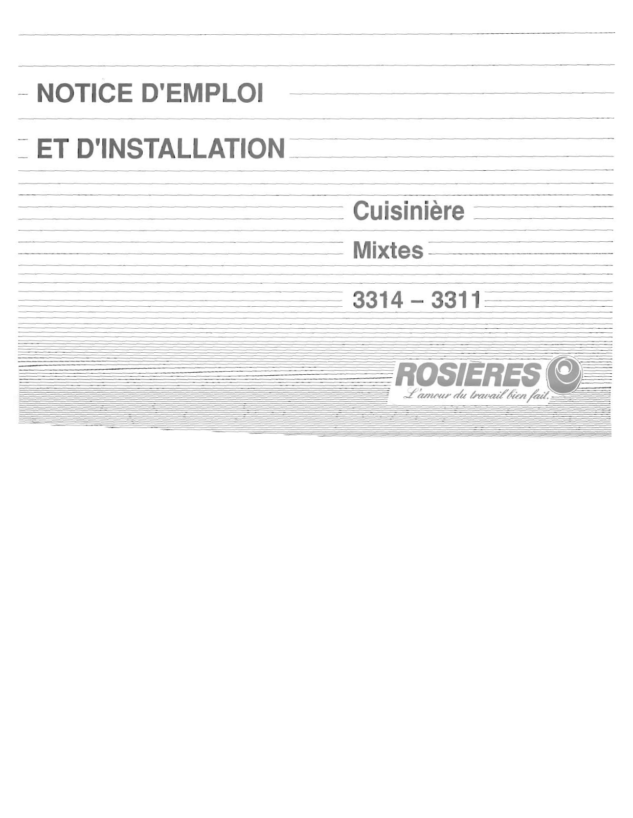 ROSIERES 3311, 3314 User Manual