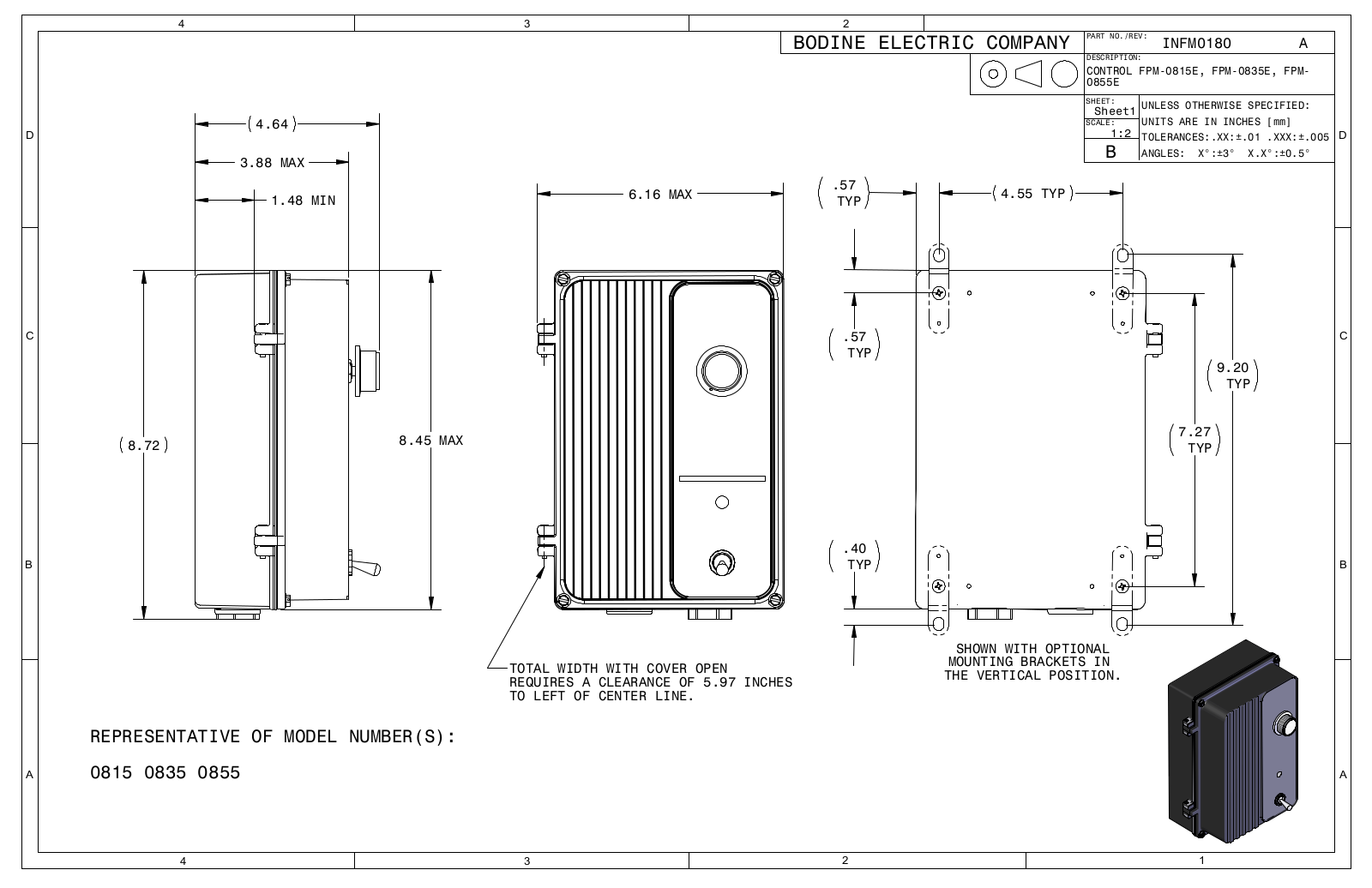 Bodine 0815, 0835, 0855 Reference Drawing