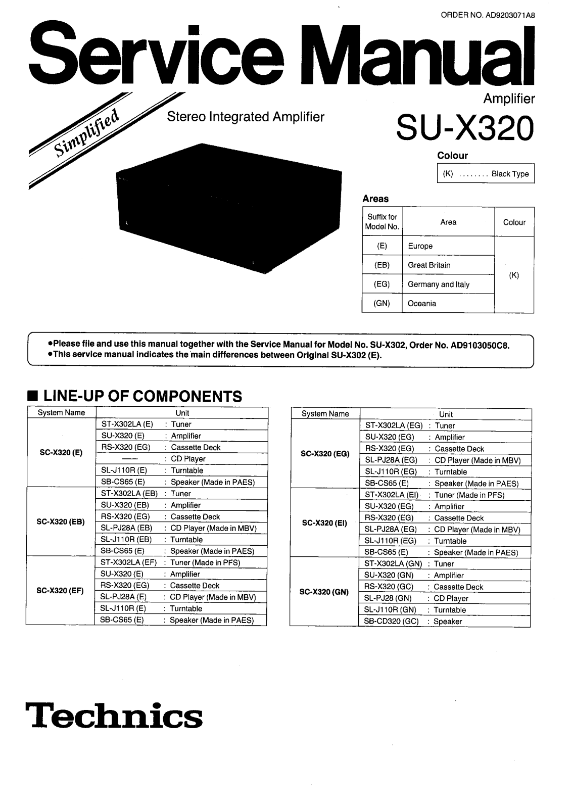 Technics SUX-320, SUX-320 Service manual