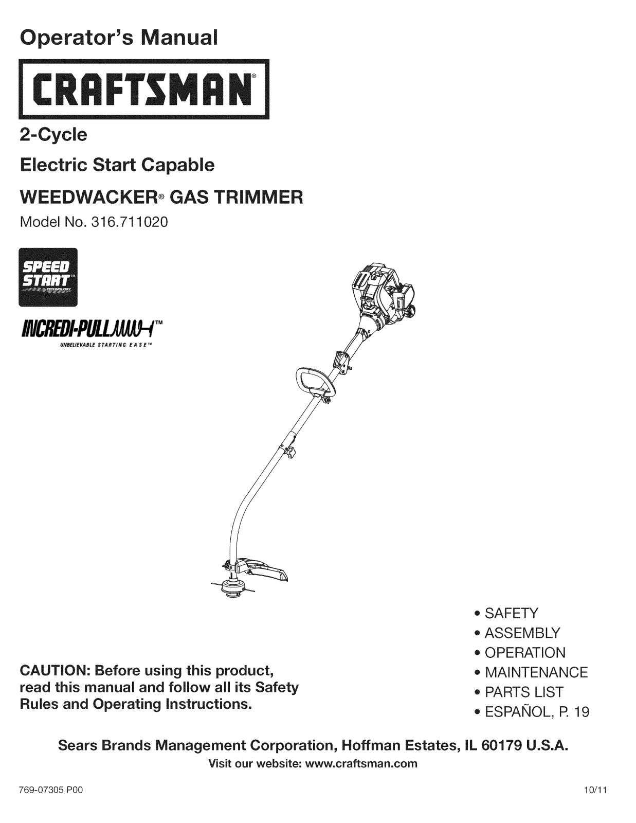 Craftsman 316.711020 User Manual