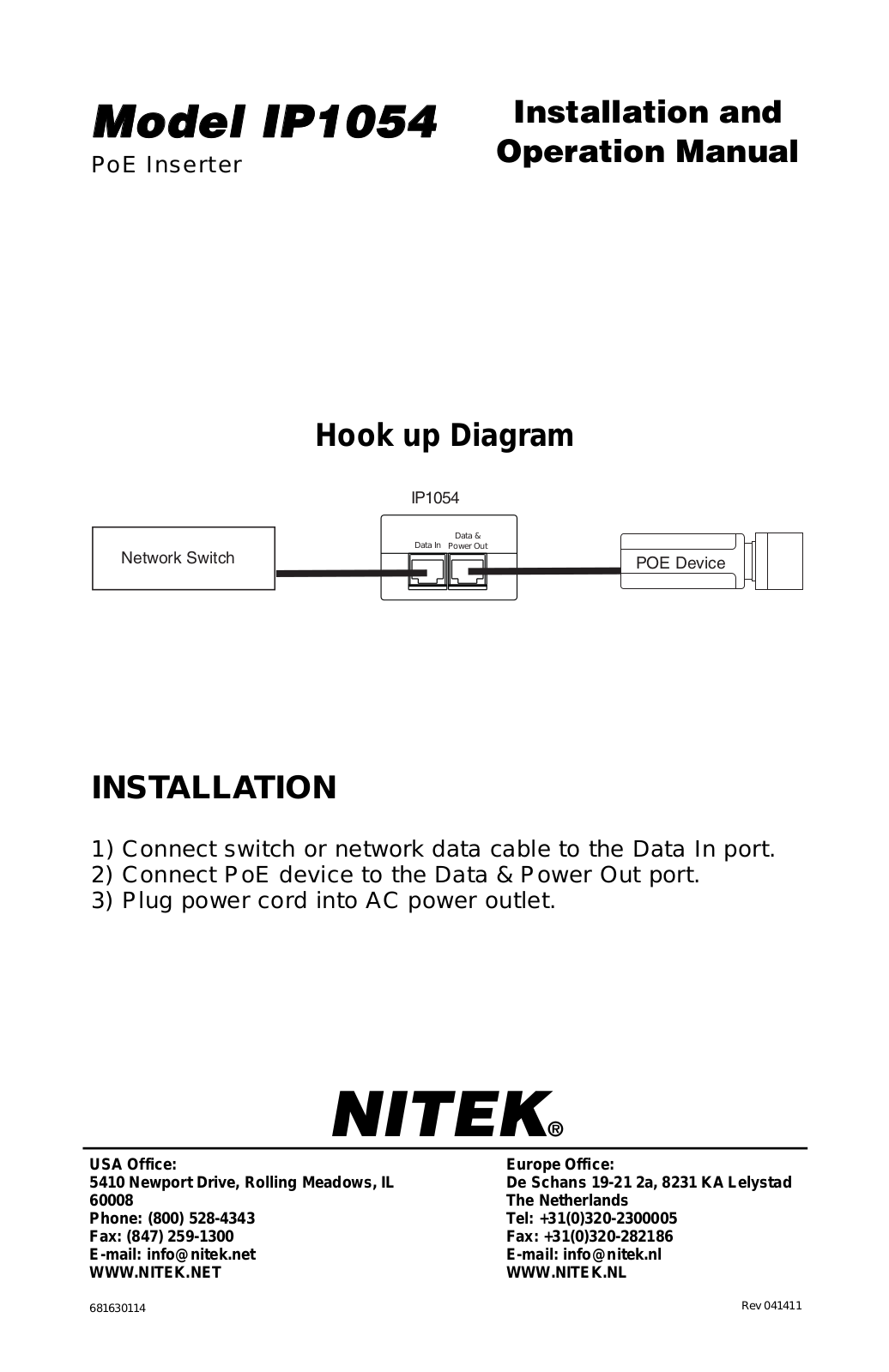 Nitek IP1054 User Manual