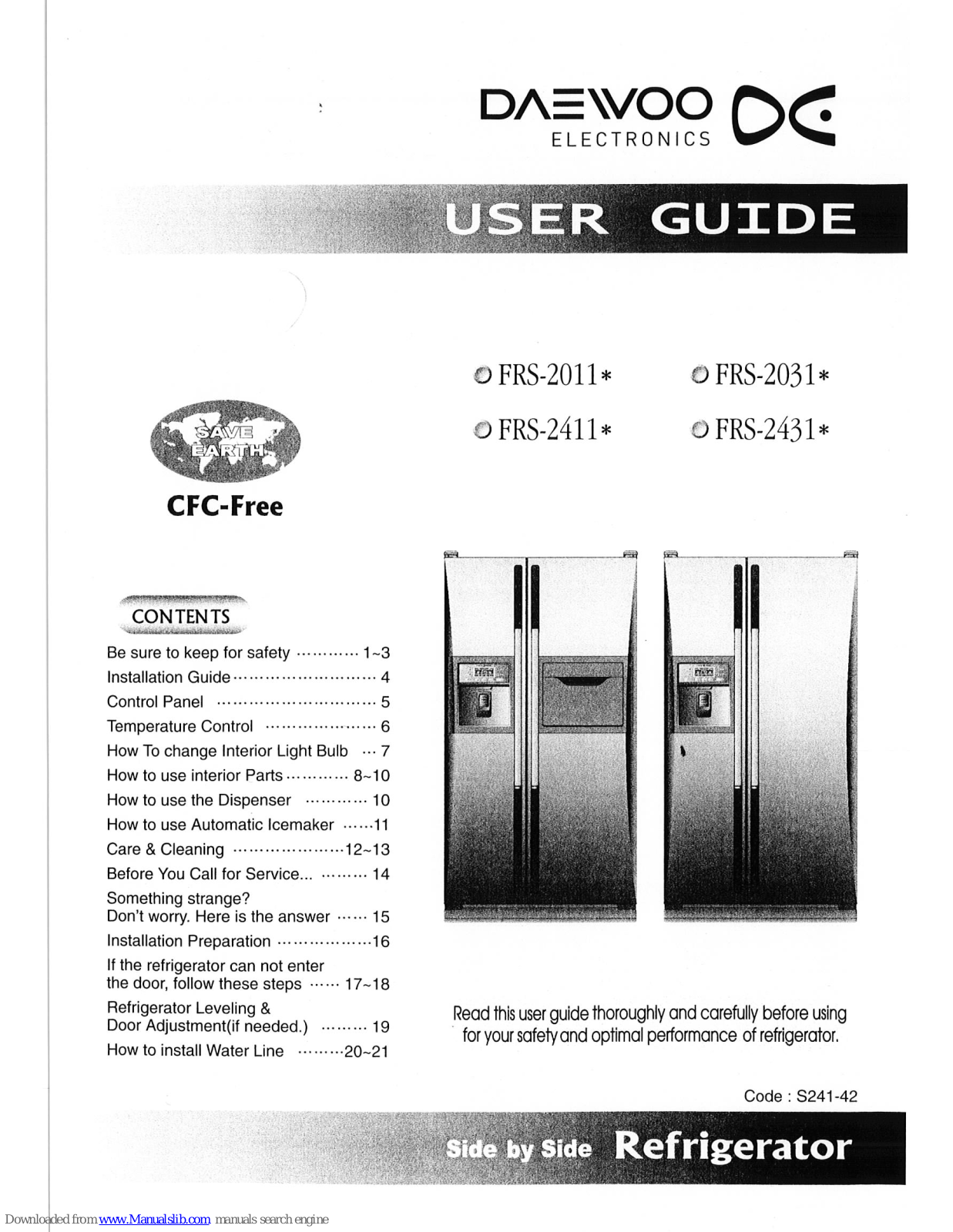 Daewoo FRS-201, FRS-2031, FRS-2431, FRS-2411 User Manual