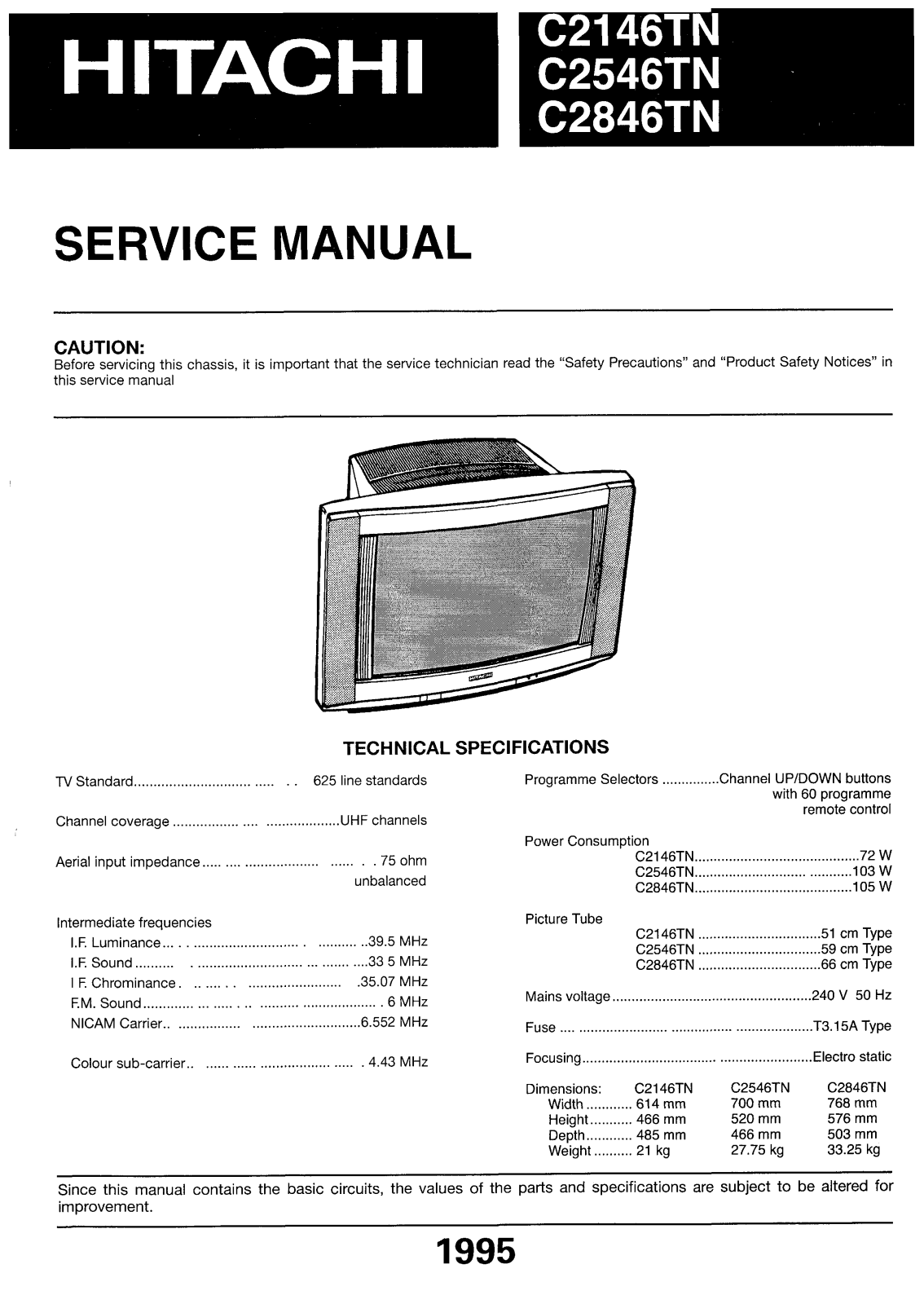 Hitachi C2146, C2546, C2856 Schematic