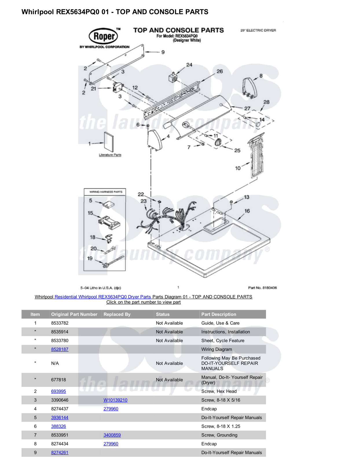 Whirlpool REX5634PQ0 Parts Diagram