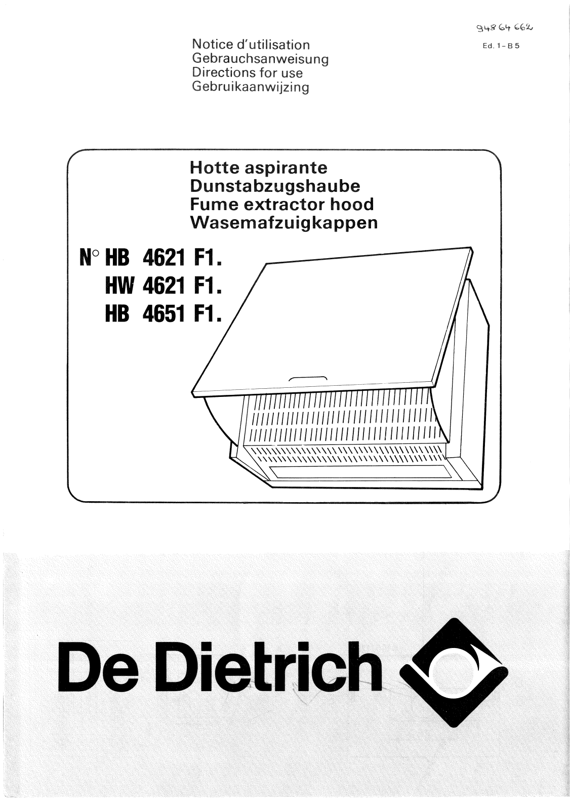 De dietrich HB4621F1, HW4621F1 User Manual