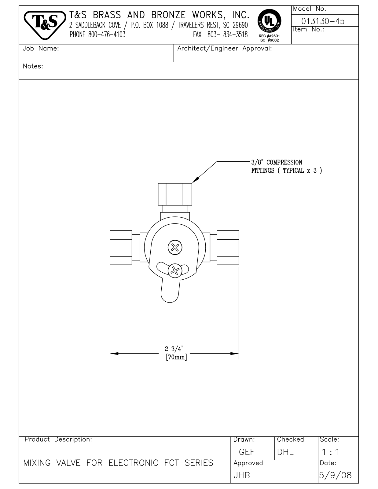 T&S Brass 013130-45 User Manual