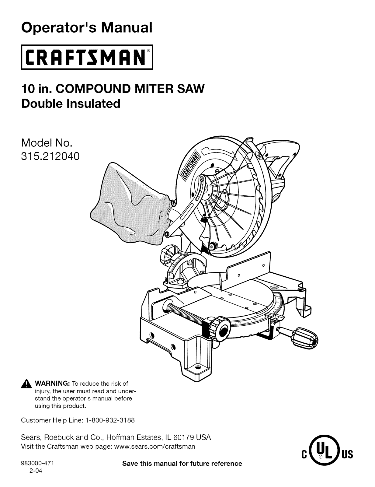 Craftsman 315.212040 User Manual