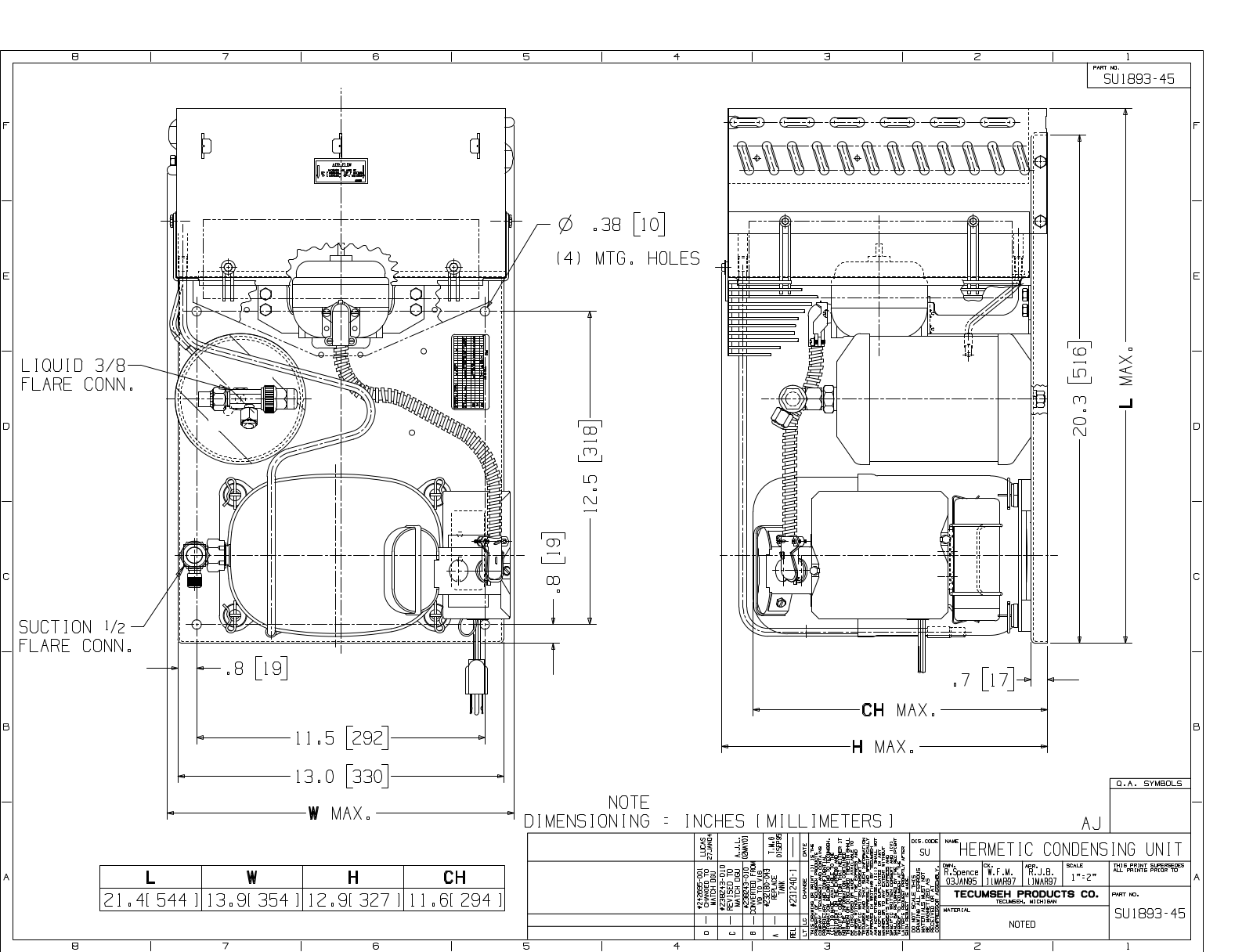 Tecumseh AJA2429ZXAXB, AJA2429ZXDXB Drawing Data