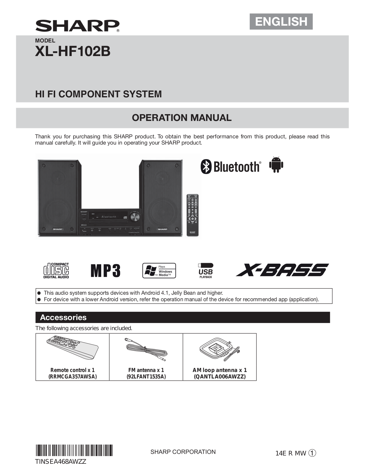 SHARP XLHF102B User Manual