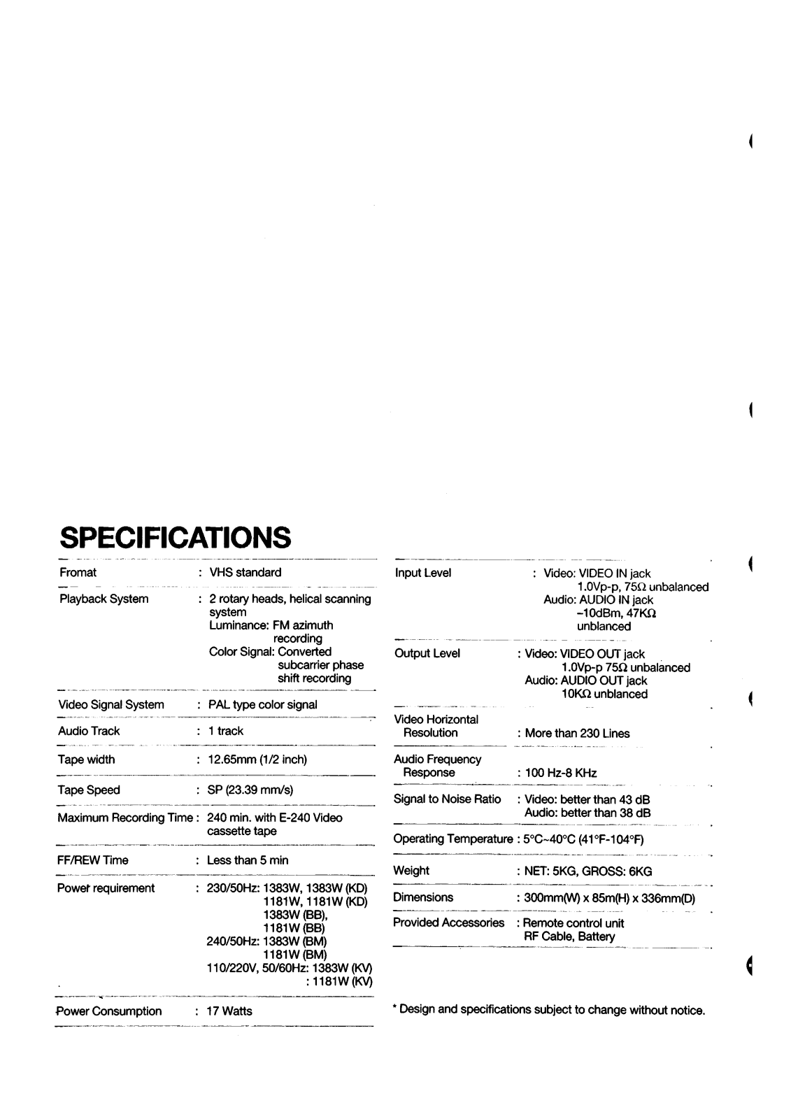 Daewoo DVR-1181, DVR-1989W, DVR-11383, DVR-11989 Service Manual