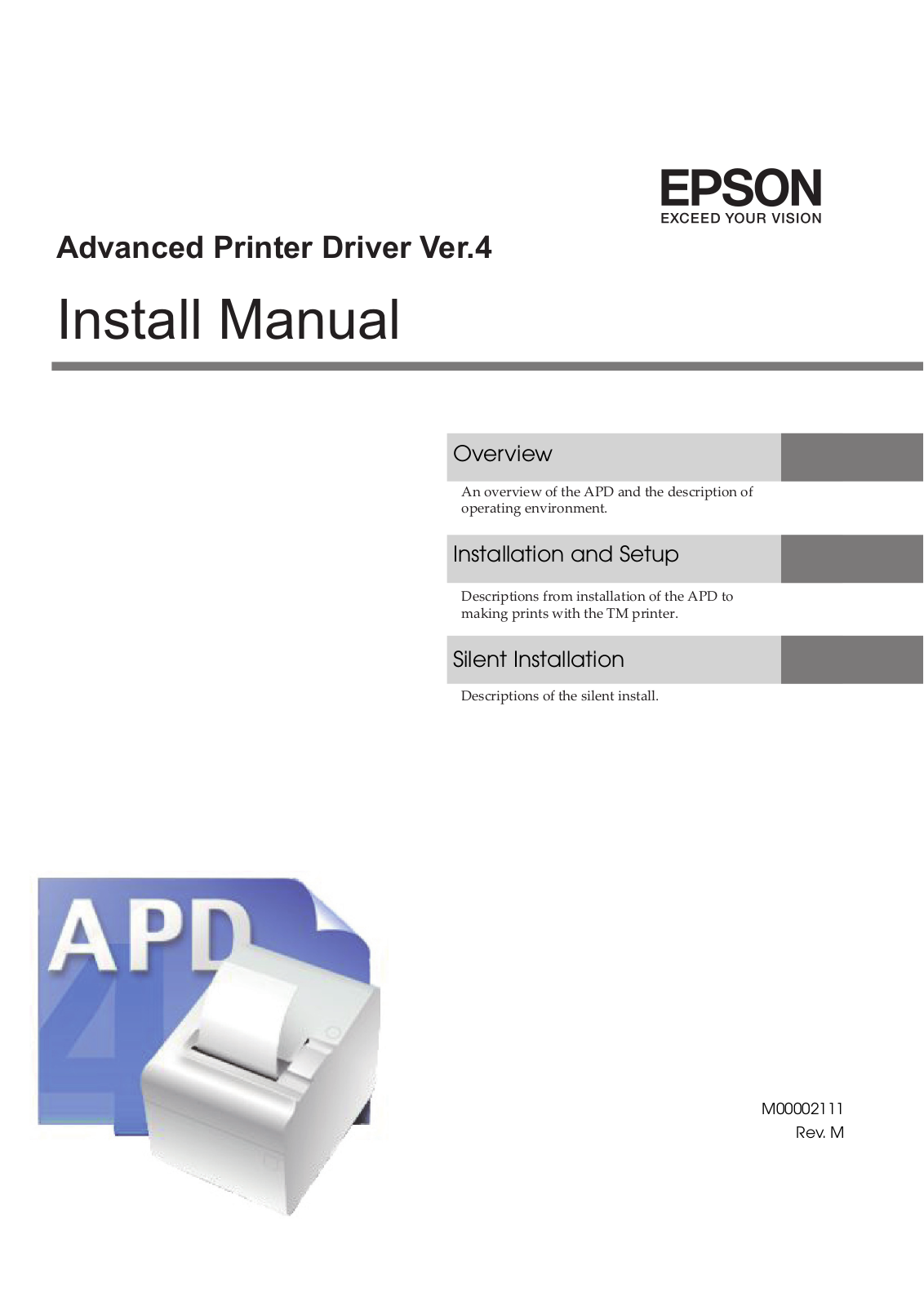 Epson Advanced Printer Driver Ver.4 Install Manual