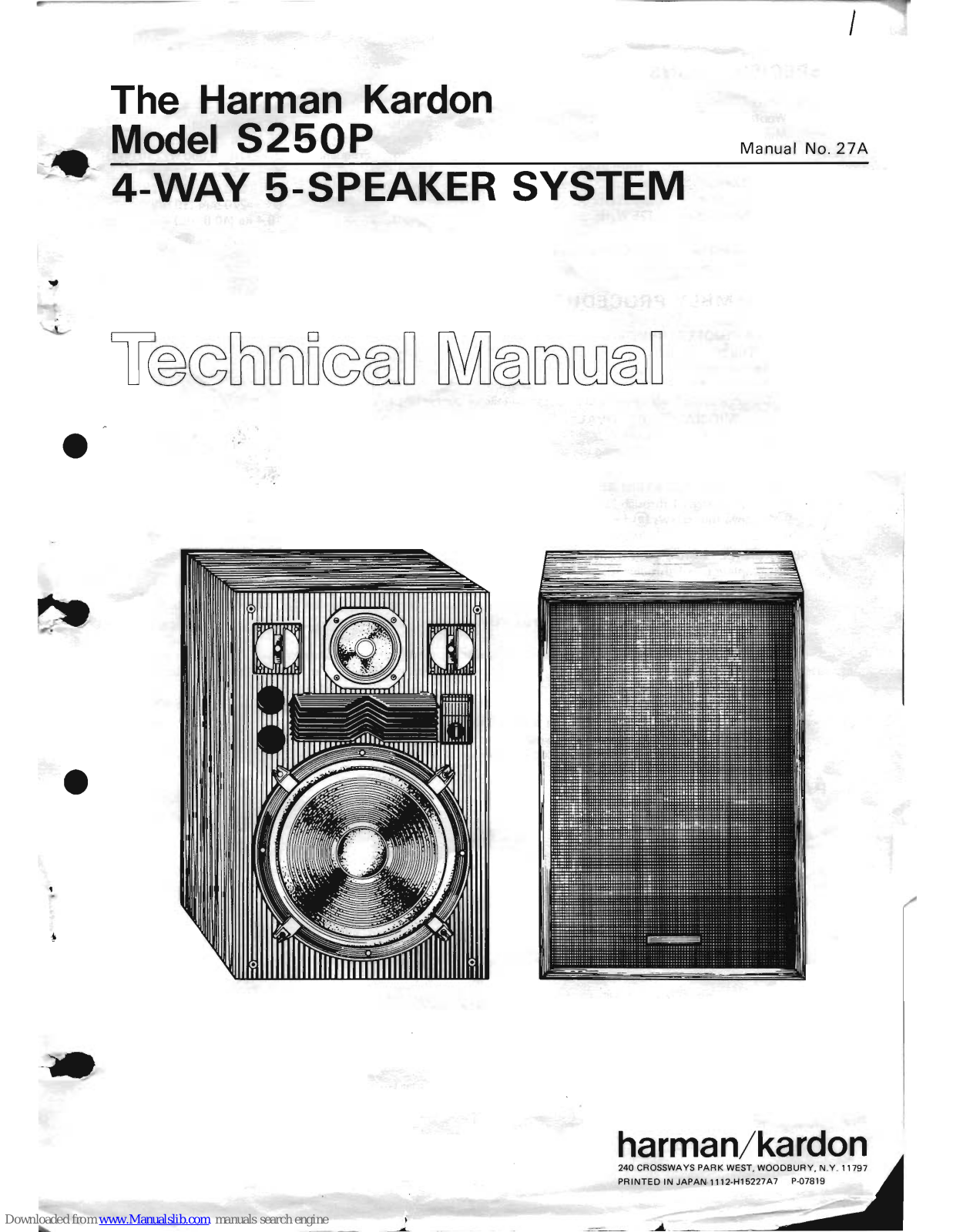 Harman Kardon S250P Technical Manual