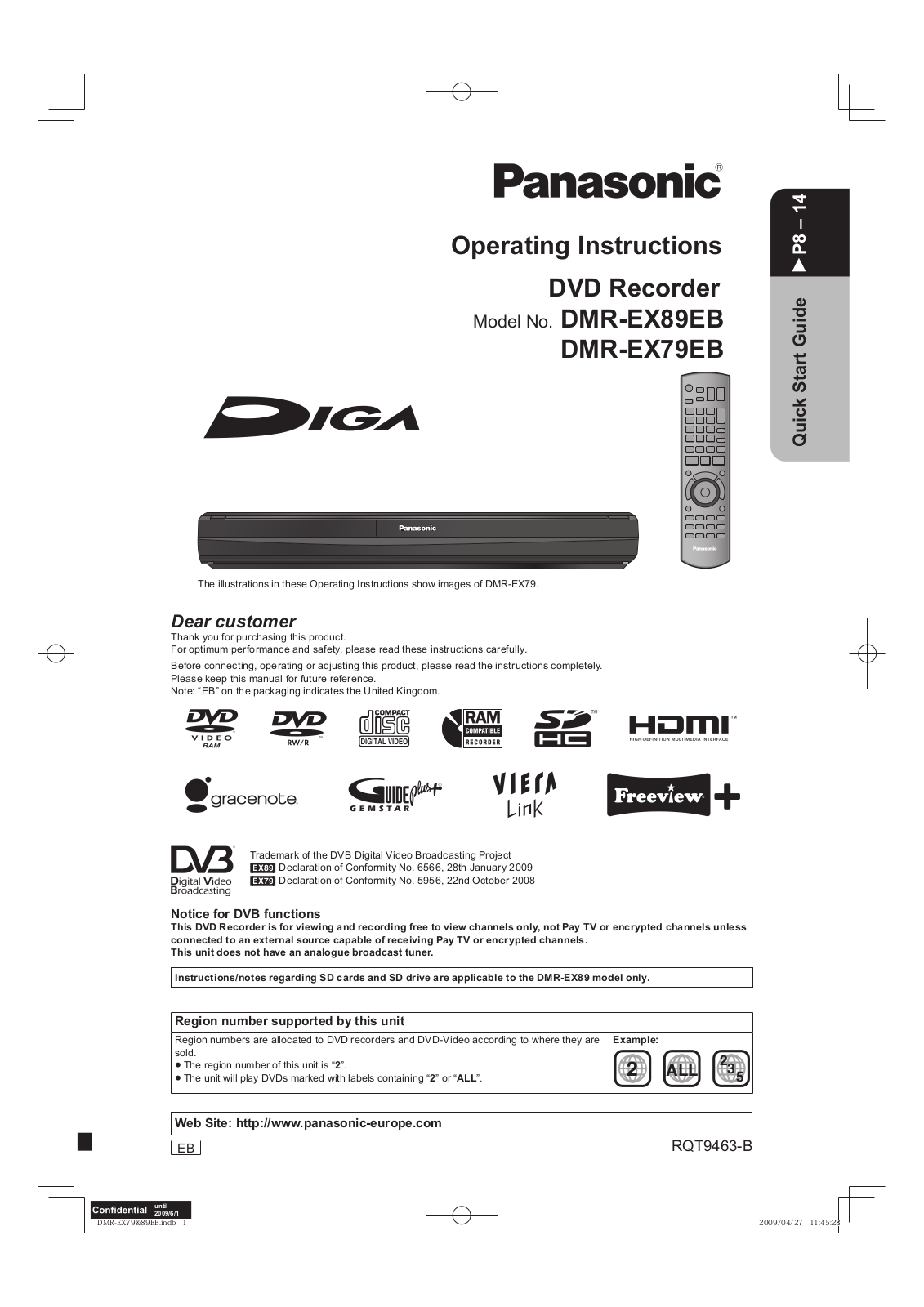 PANASONIC DMREX89EB User Manual