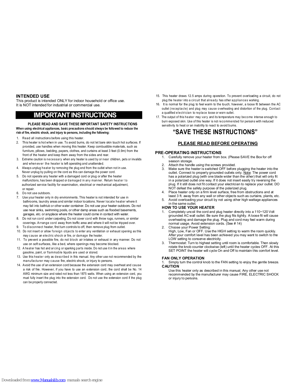 Comfort Home Products EUH321, EUH322 Instructions Manual - ManualMachine.com