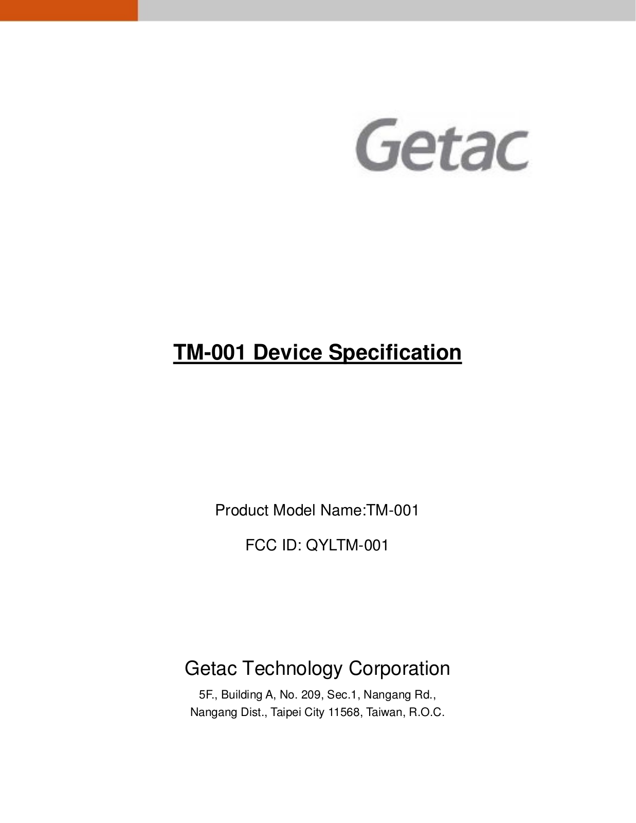 Getac Technology TM 001 User Manual