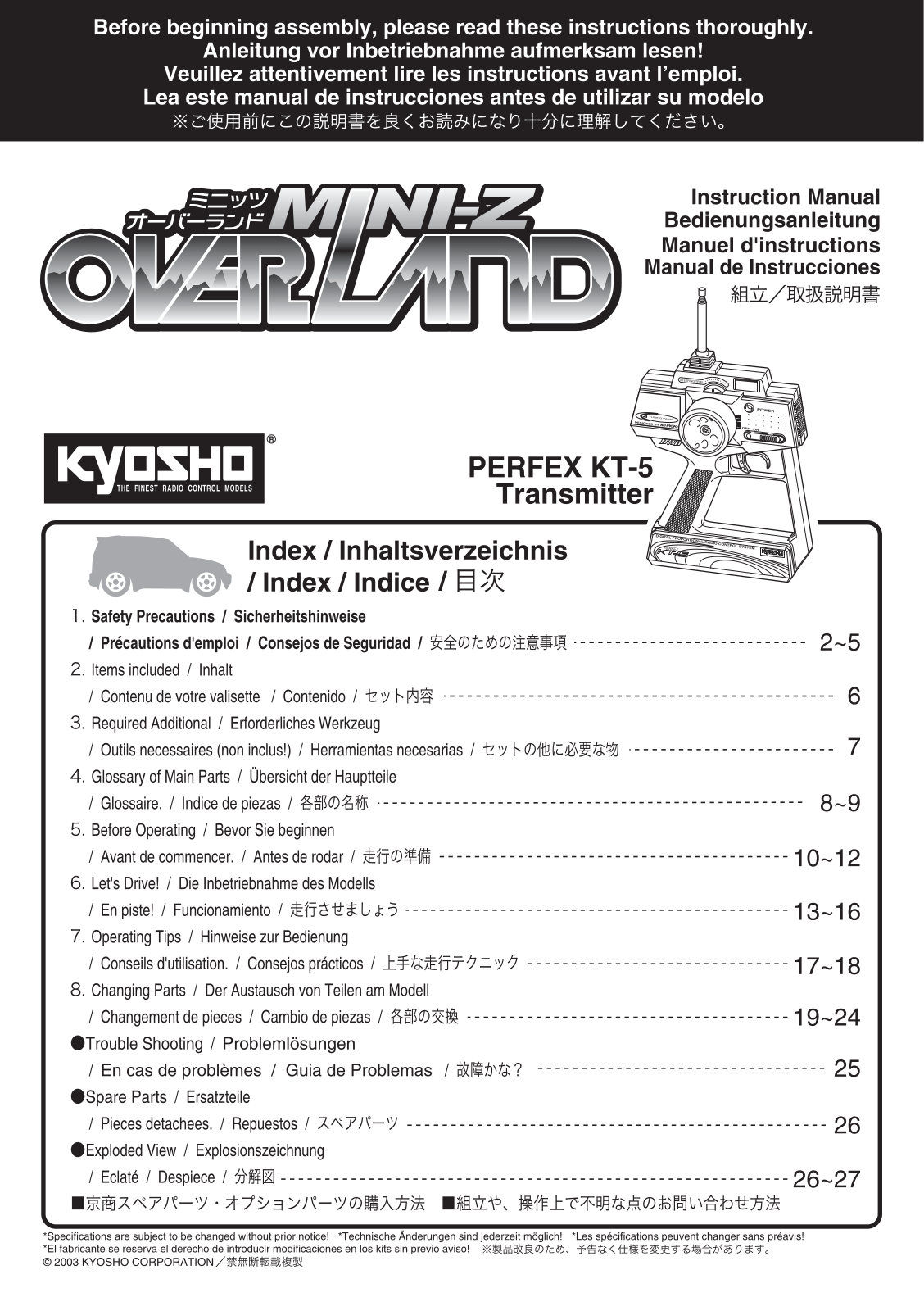 KYOSHO MINI-Z OVERLAND User Manual