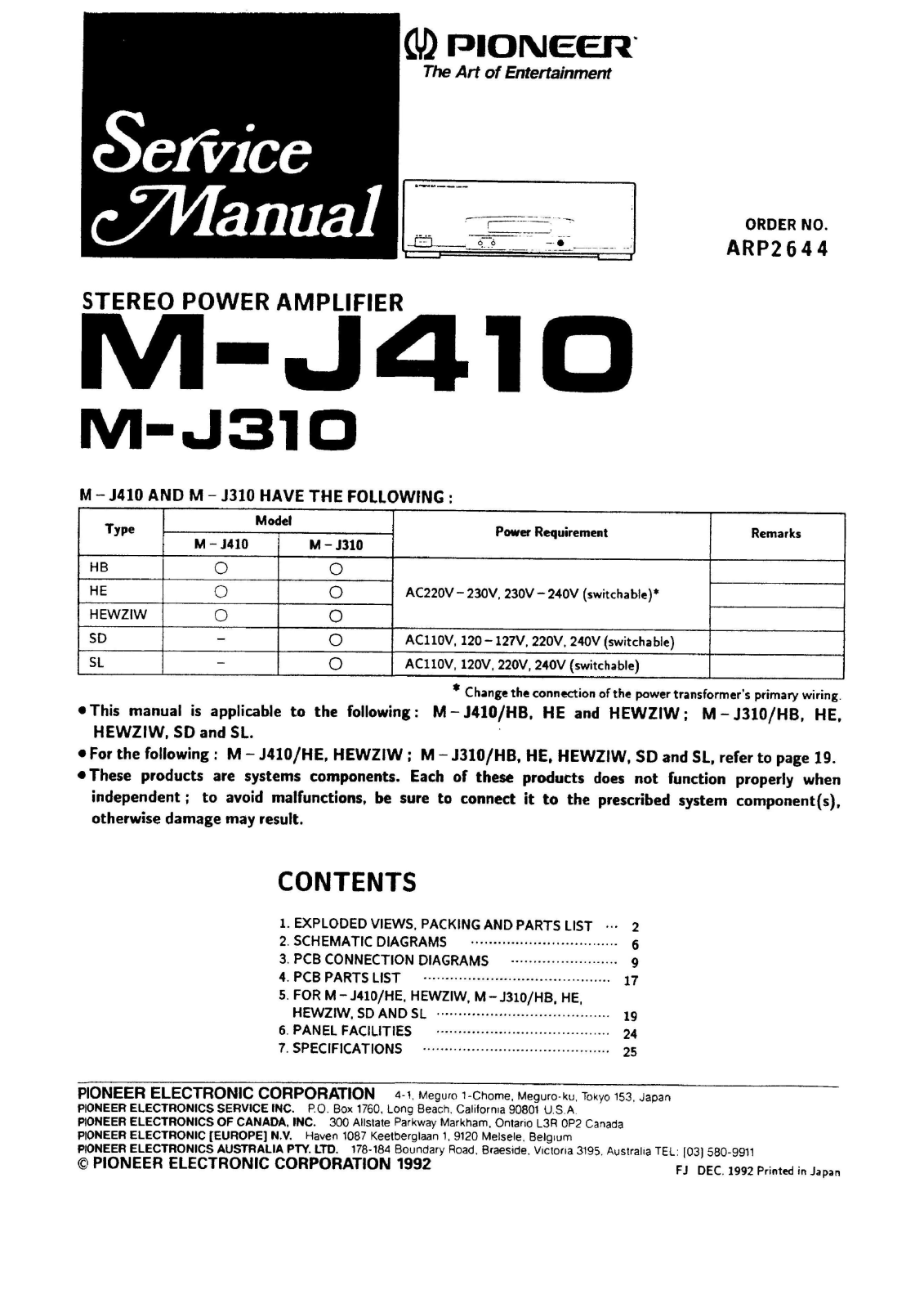 Pioneer M-J310 User Manual