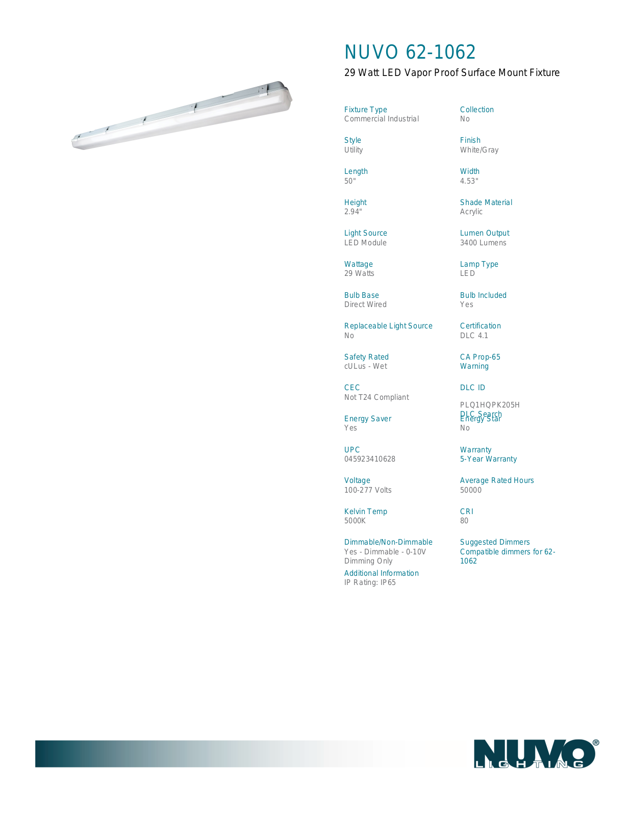 Nuvo Lighting OUV5560 Specifications - ManualMachine.com