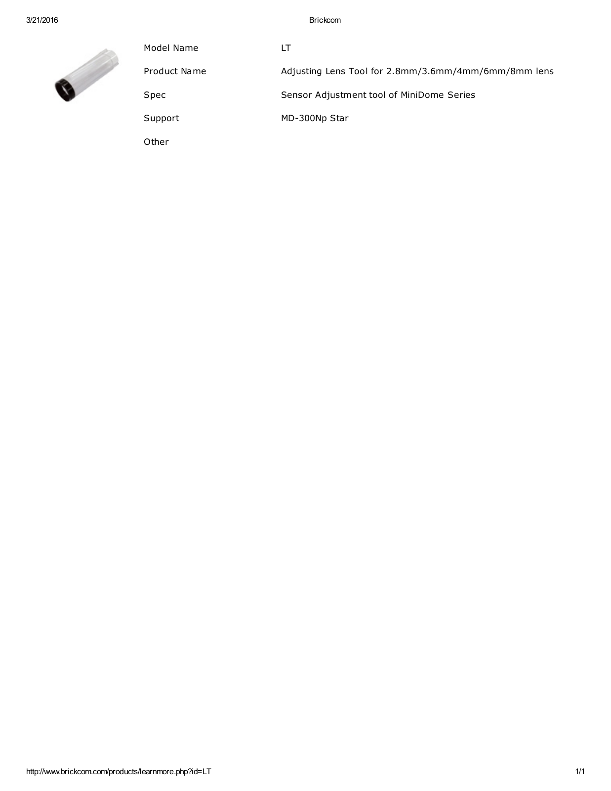 Brickcom LT Specsheet - ManualMachine.com
