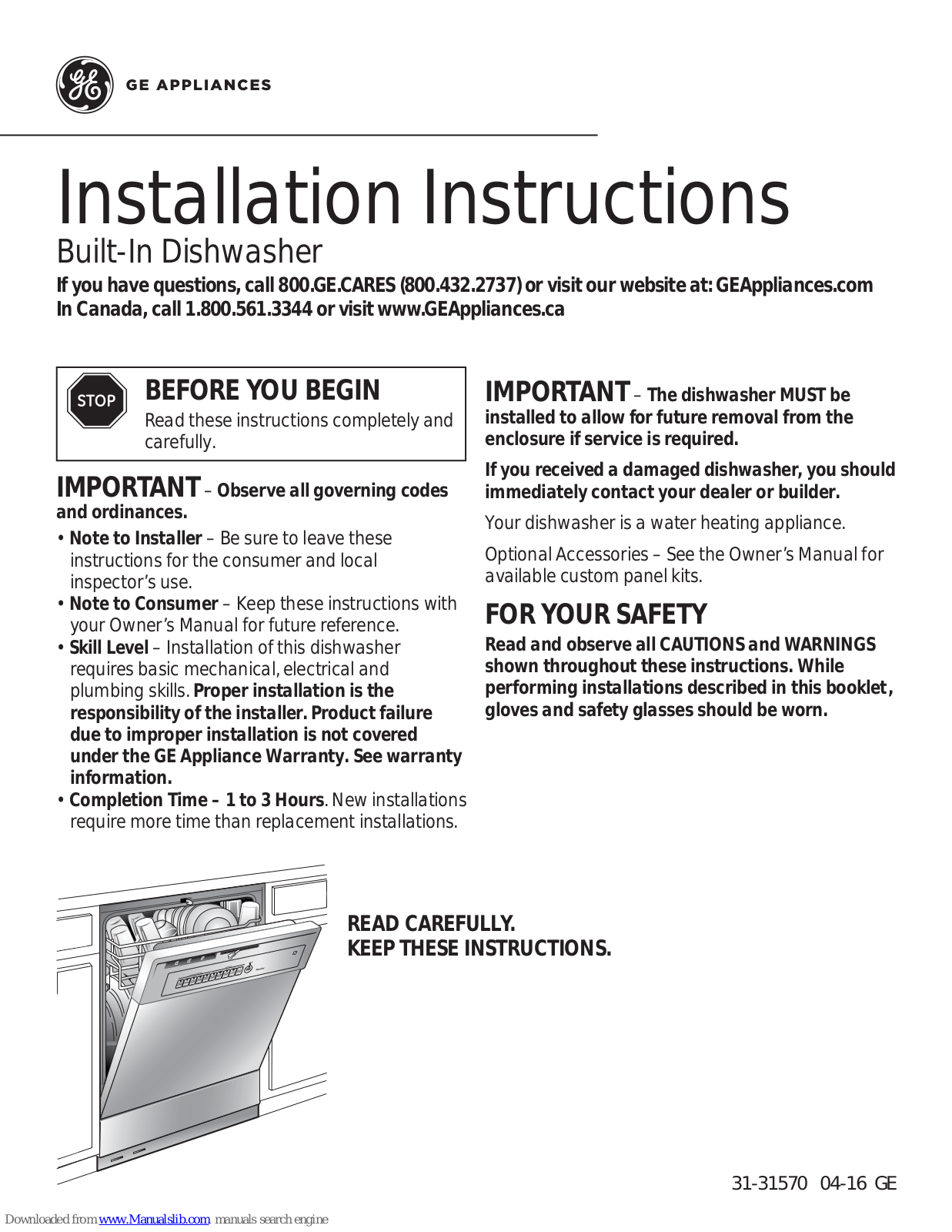 GE 31-31570 Installation Instructions Manual