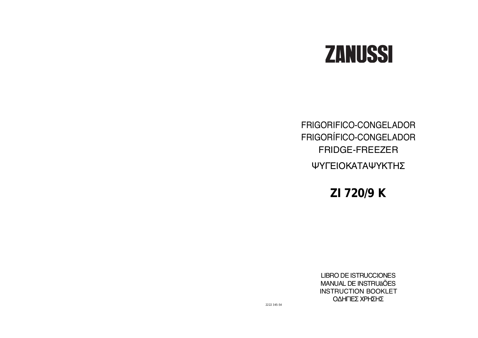 Zanussi ZI720/9K User Manual