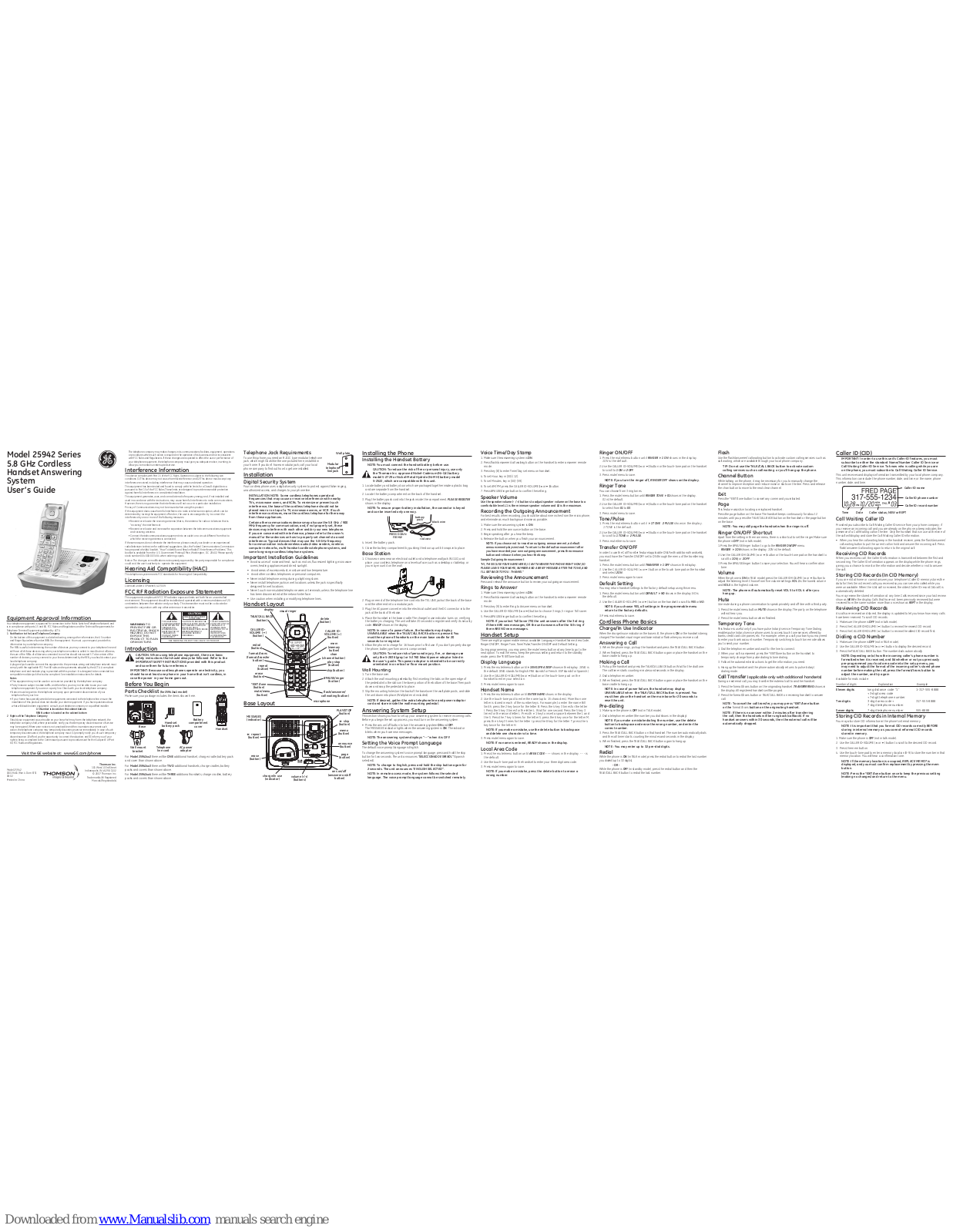 GE 25942GE3, 25942 Series User Manual