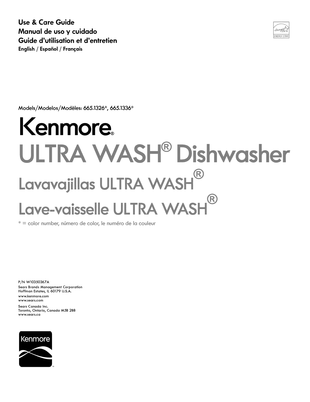 Kenmore 66513369K111, 66513369K110, 66513363K111, 66513363K110, 66513362K110 Owner’s Manual