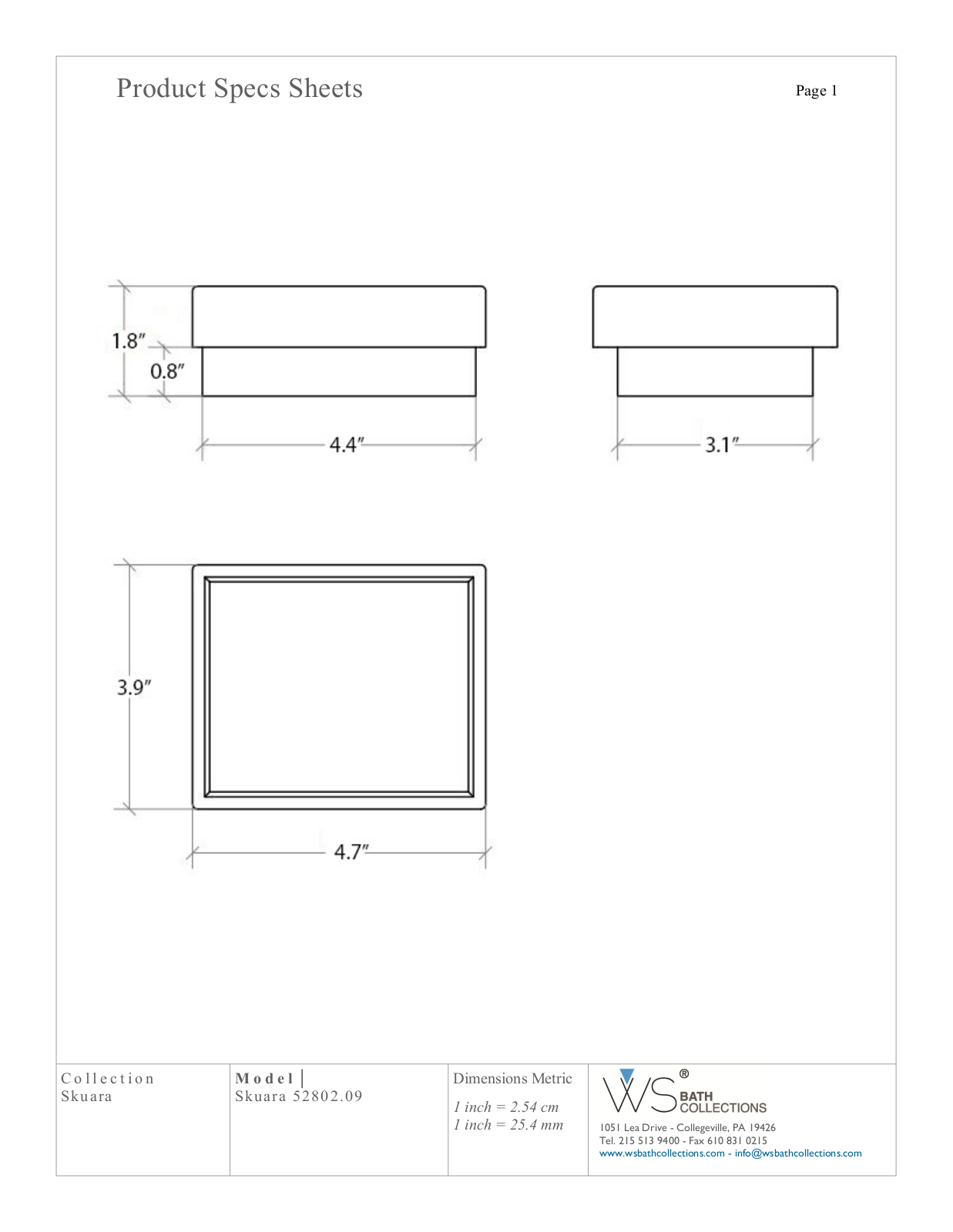 WS Bath Collections WSO3554 Specifications - ManualMachine.com