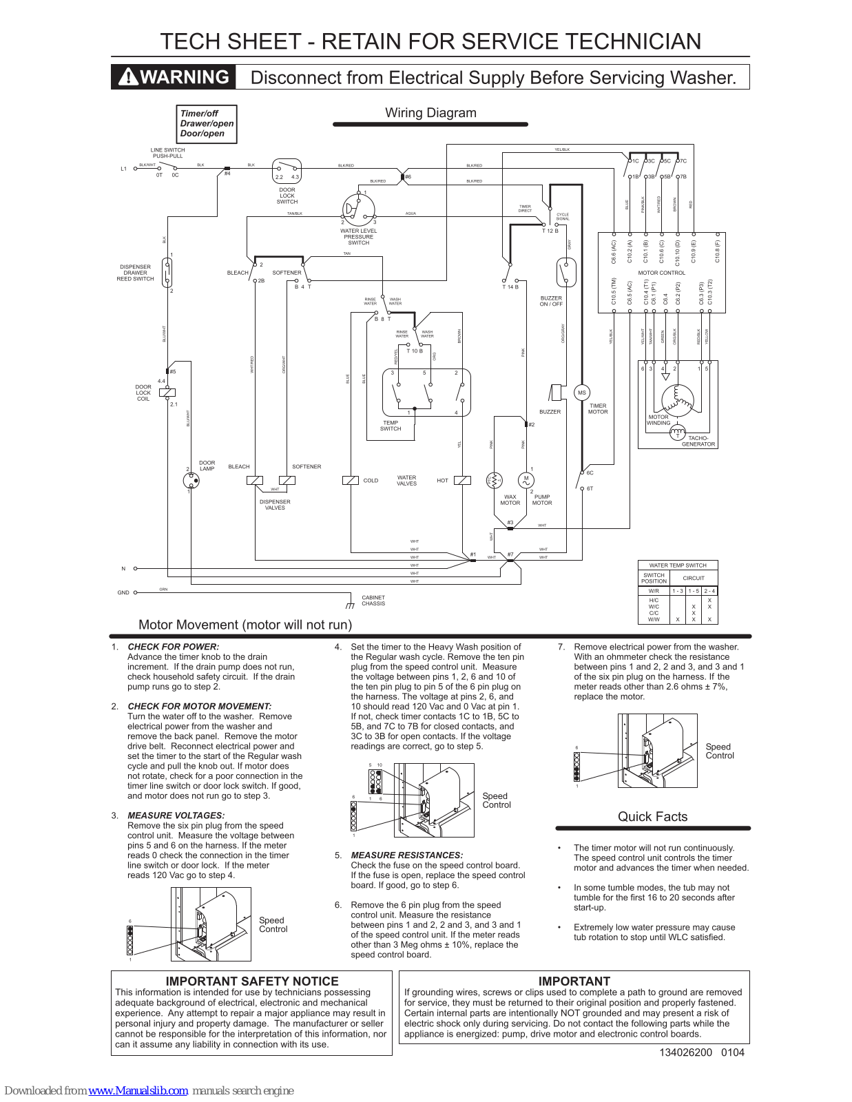 Frigidaire FTF630AS0 Tech Sheet