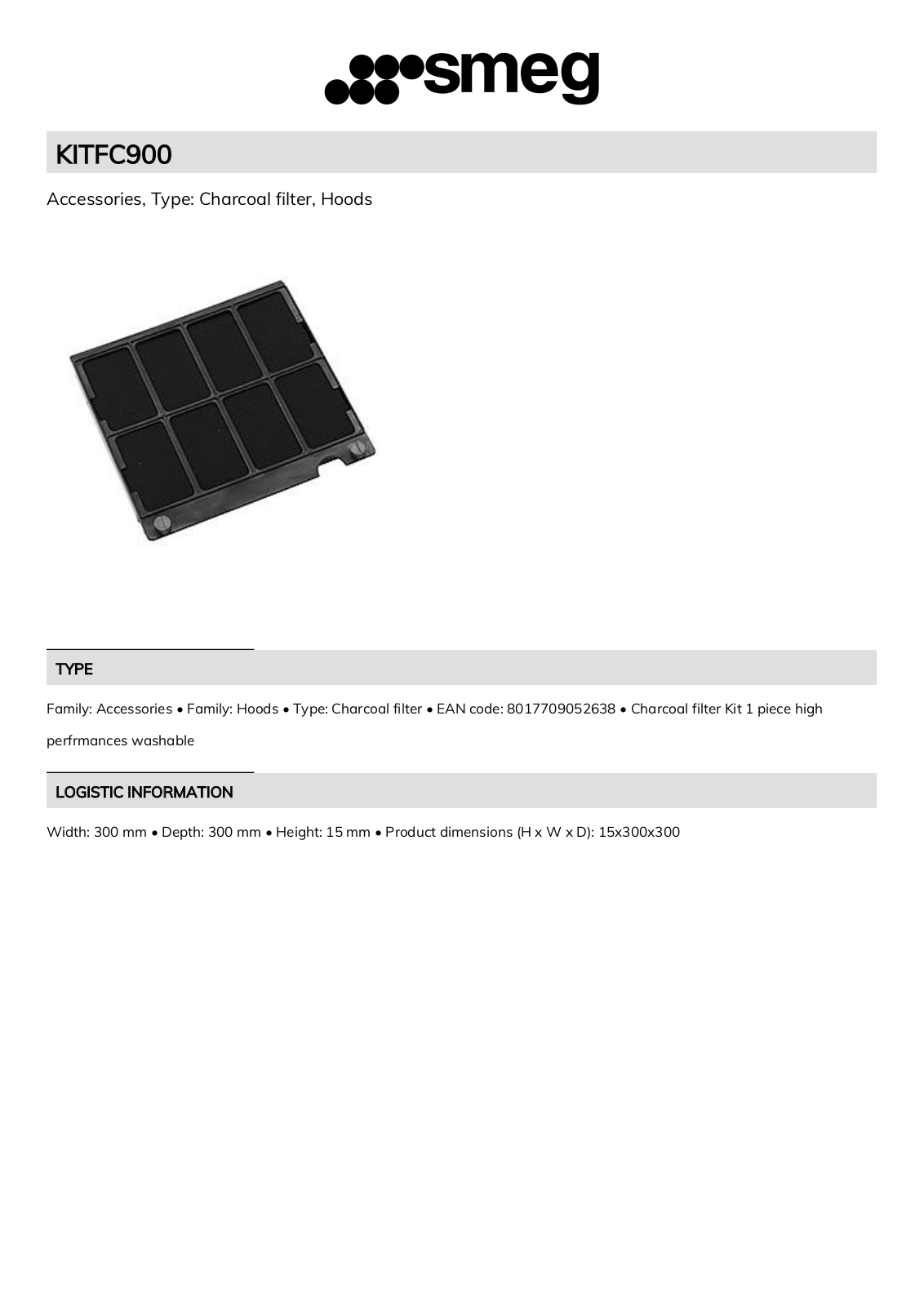 Smeg KITFC900 Technical sheet