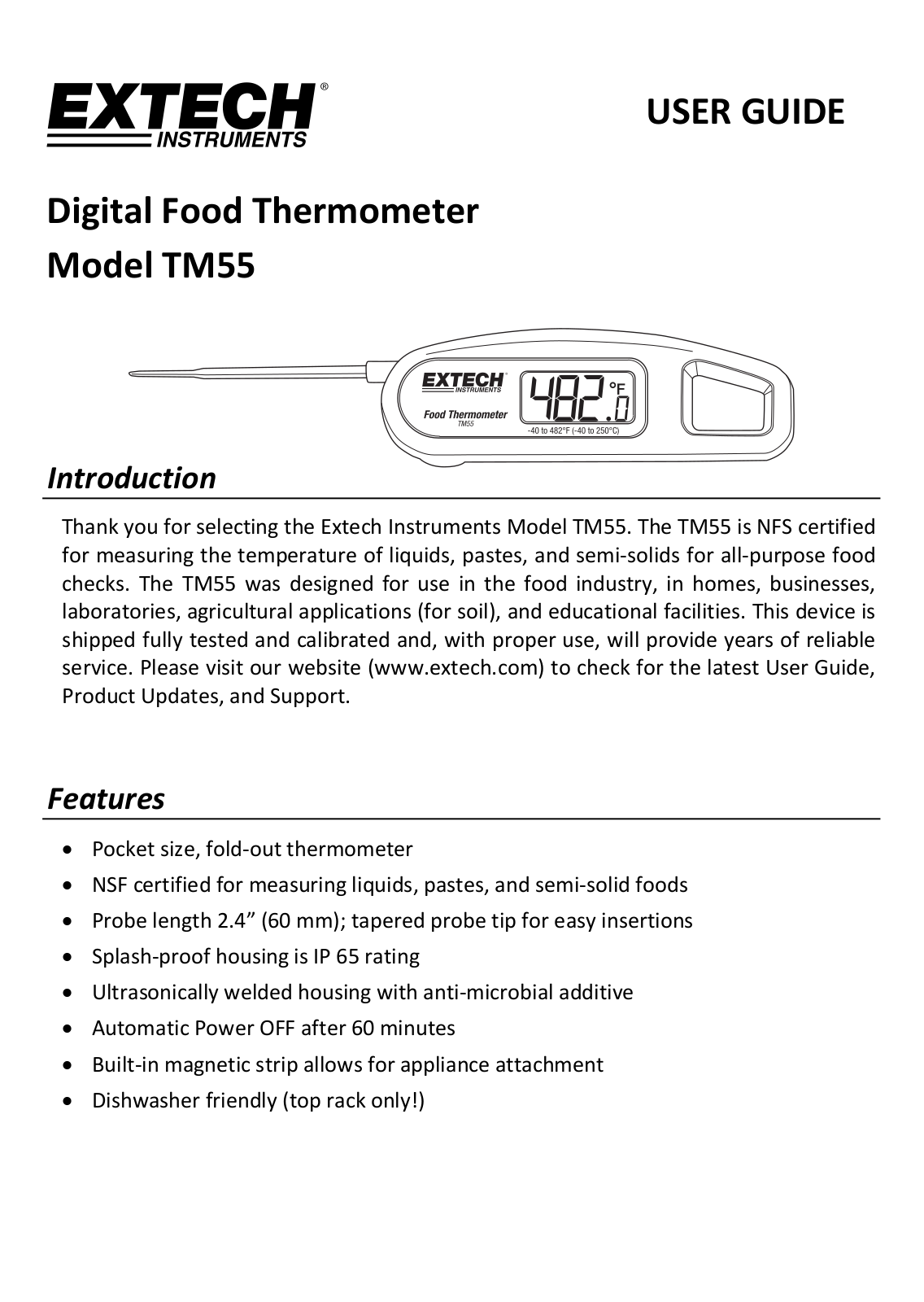 Extech TM55 Operating Manual