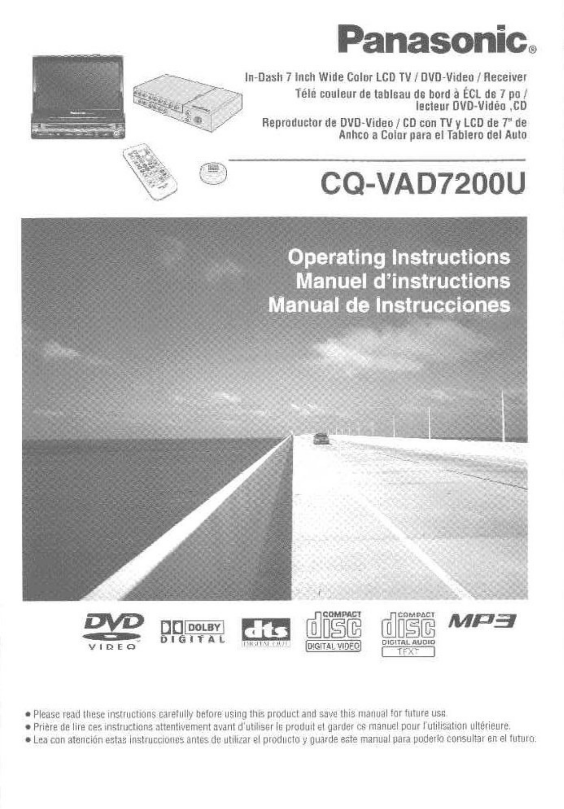 Panasonic cq-vad7200u Operation Manual