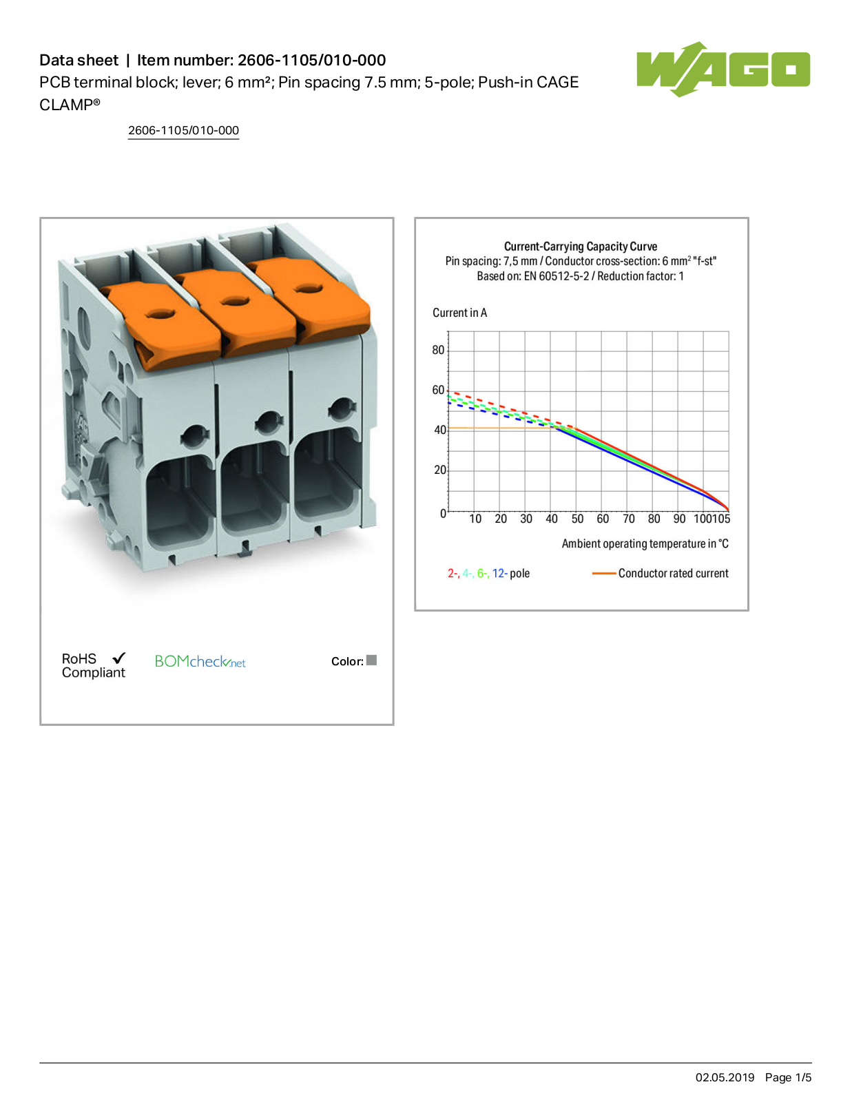 Wago 2606-1105/010-000 Data Sheet