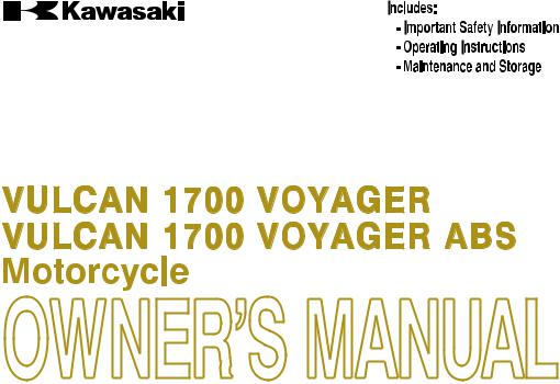 Kawasaki Vulcan 1700 Voyager ABS 2013 Owner's manual