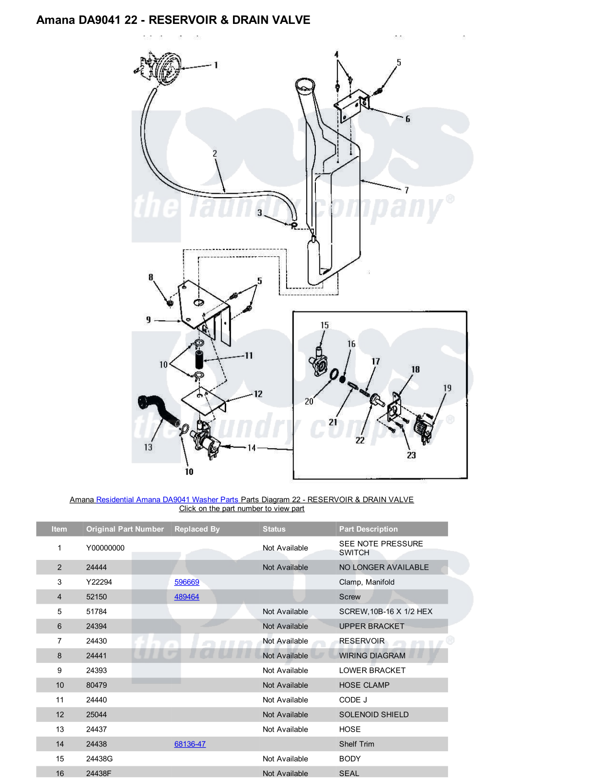 Amana DA9041 Parts Diagram