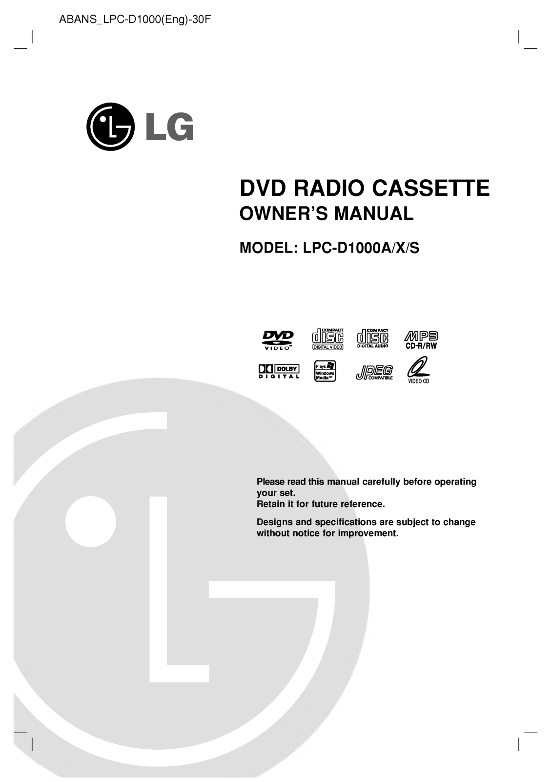 LG LPC-D1000A User Manual