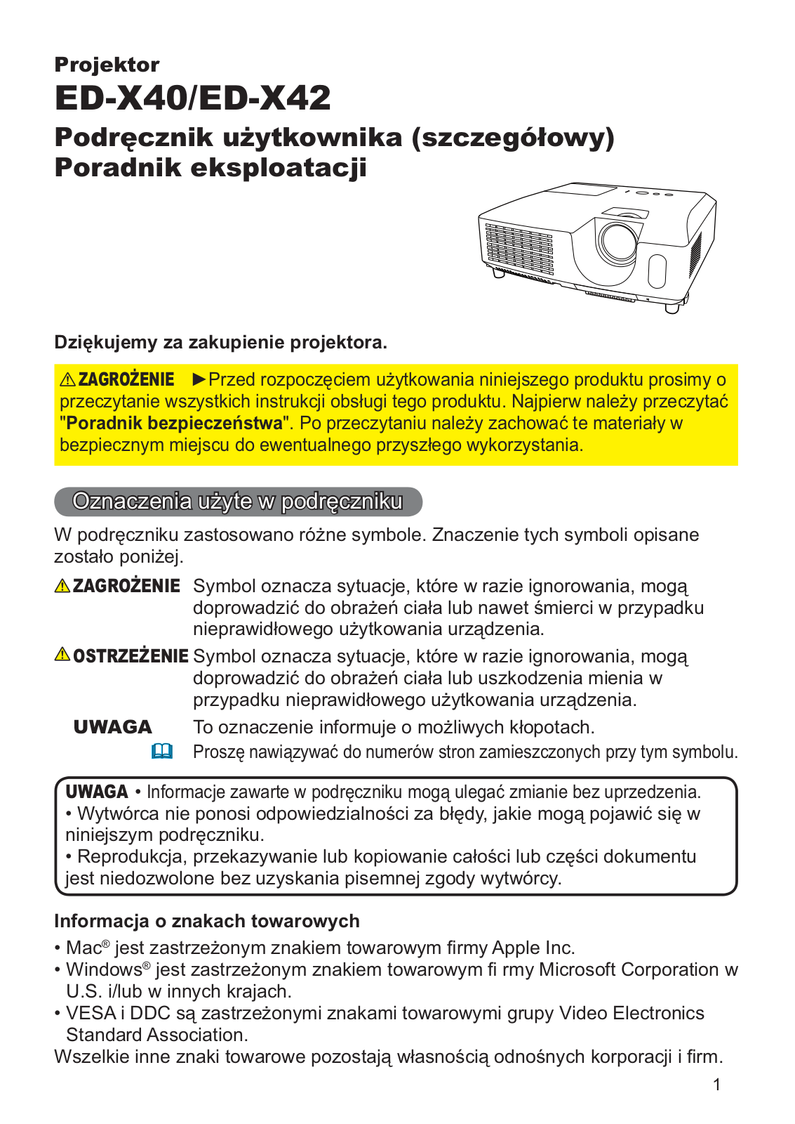 Hitachi ED-X40, ED-X42 User Manual