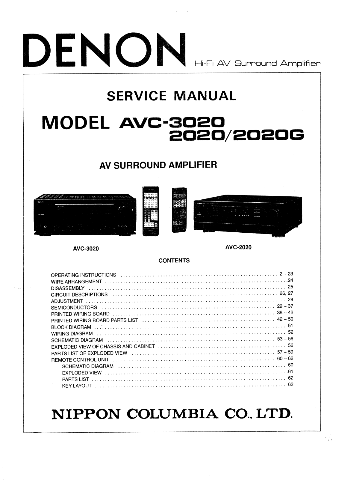 Denon AVC-2020, AVC-3020 Service Manual